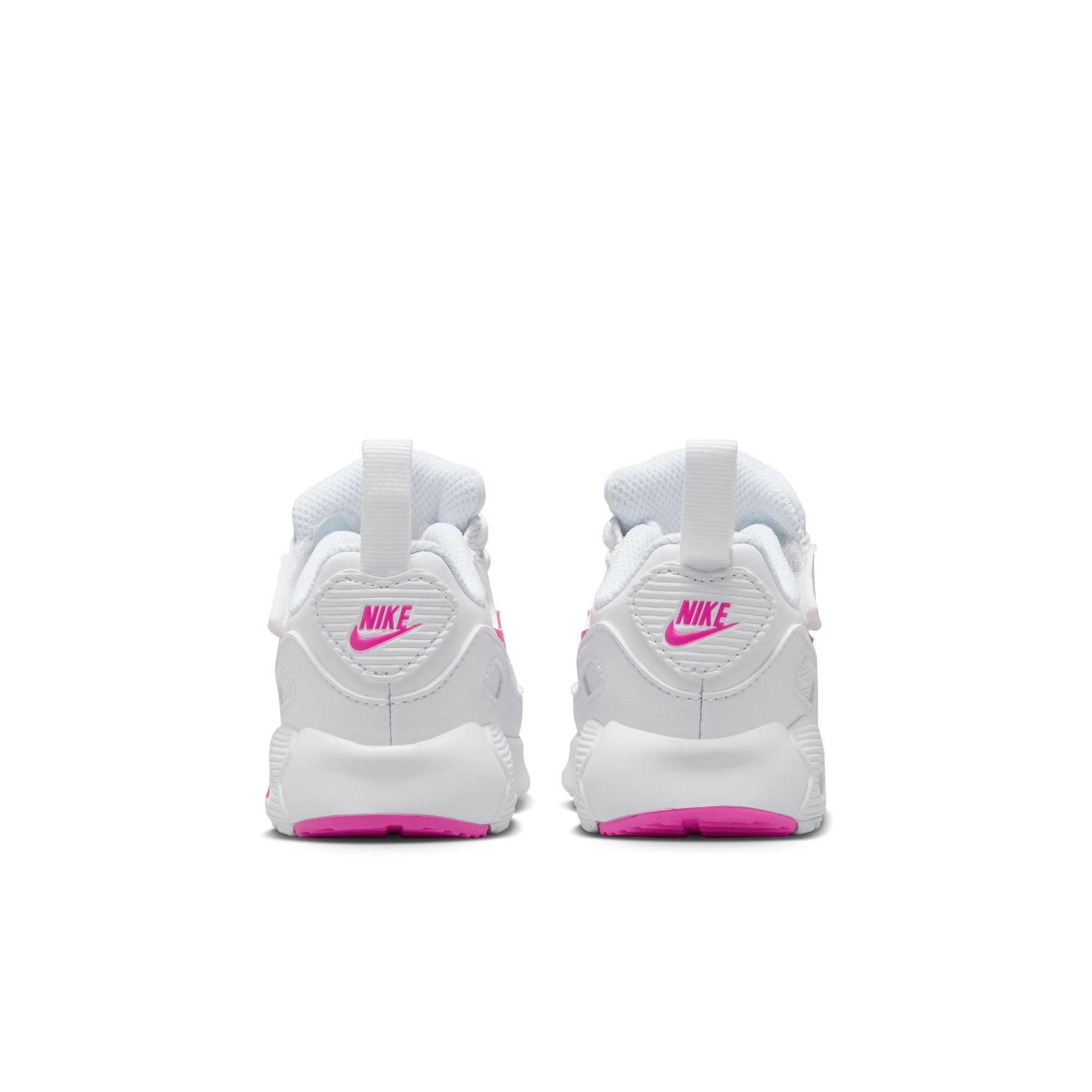Nike Air Max 90 "White/Laser Fuchsia" Toddler Girls' Shoe - WHITE/PINK Thumbnail View 5