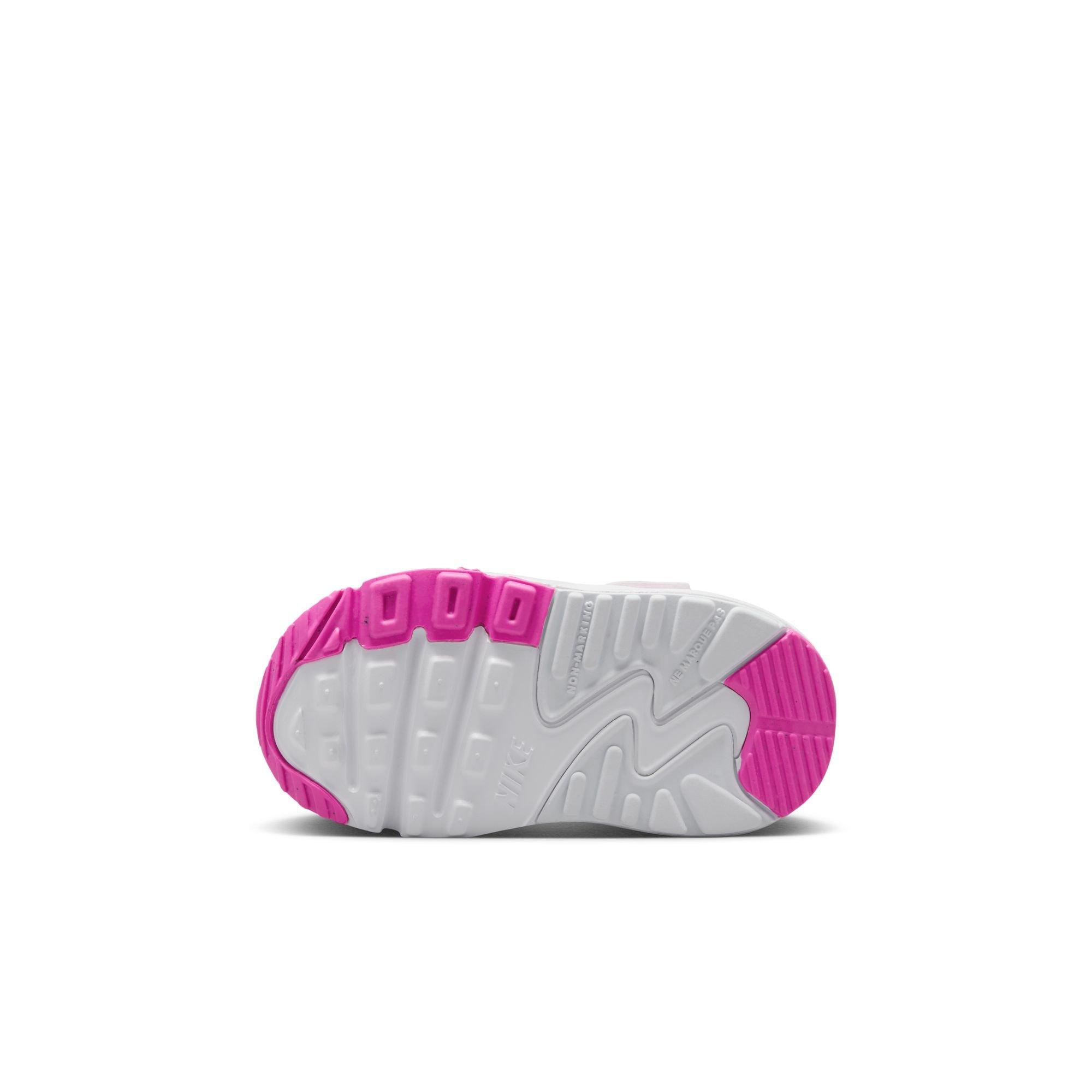 Nike Air Max 90 "White/Laser Fuchsia" Toddler Girls' Shoe - WHITE/PINK Thumbnail View 7