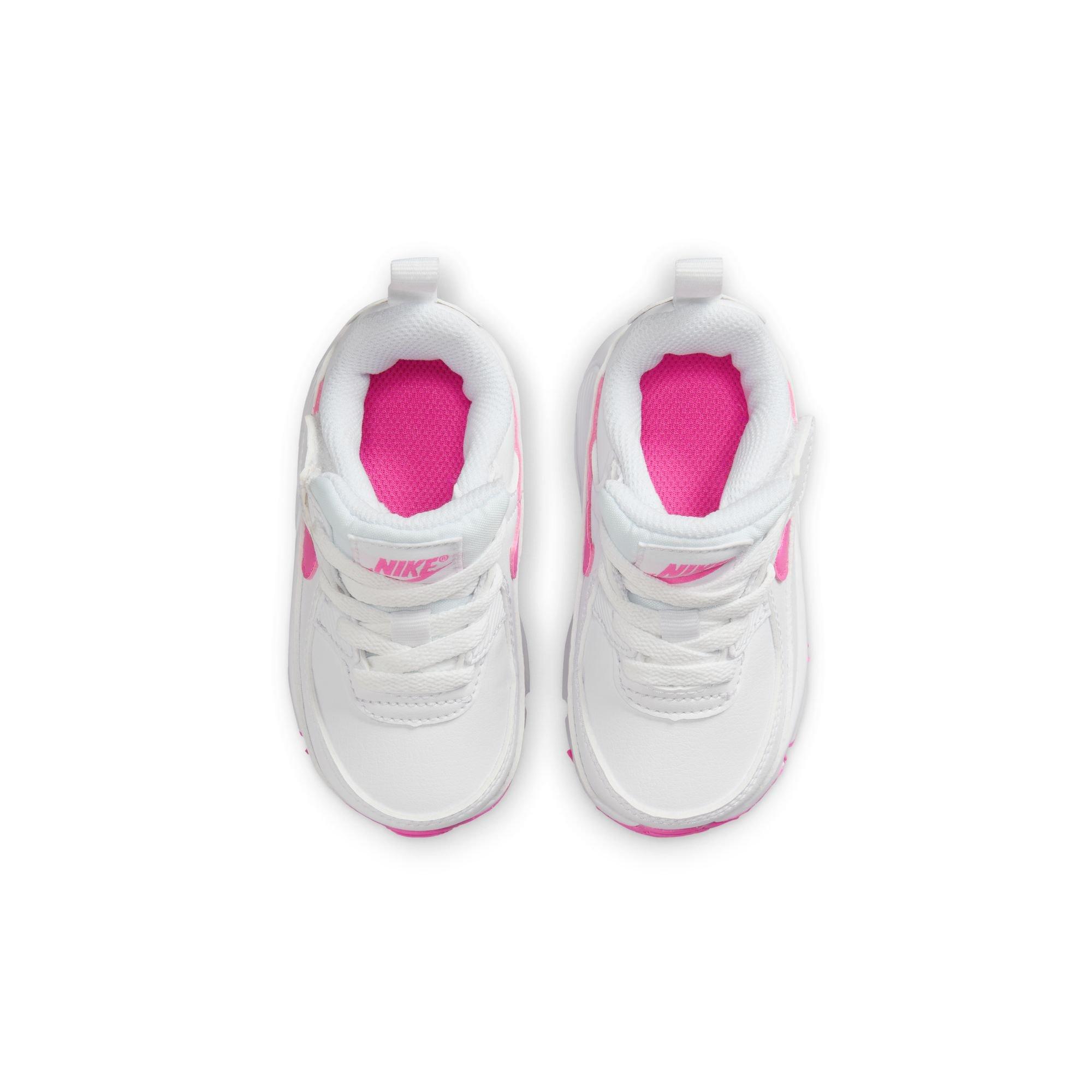 Nike Air Max 90 "White/Laser Fuchsia" Toddler Girls' Shoe - WHITE/PINK Thumbnail View 8