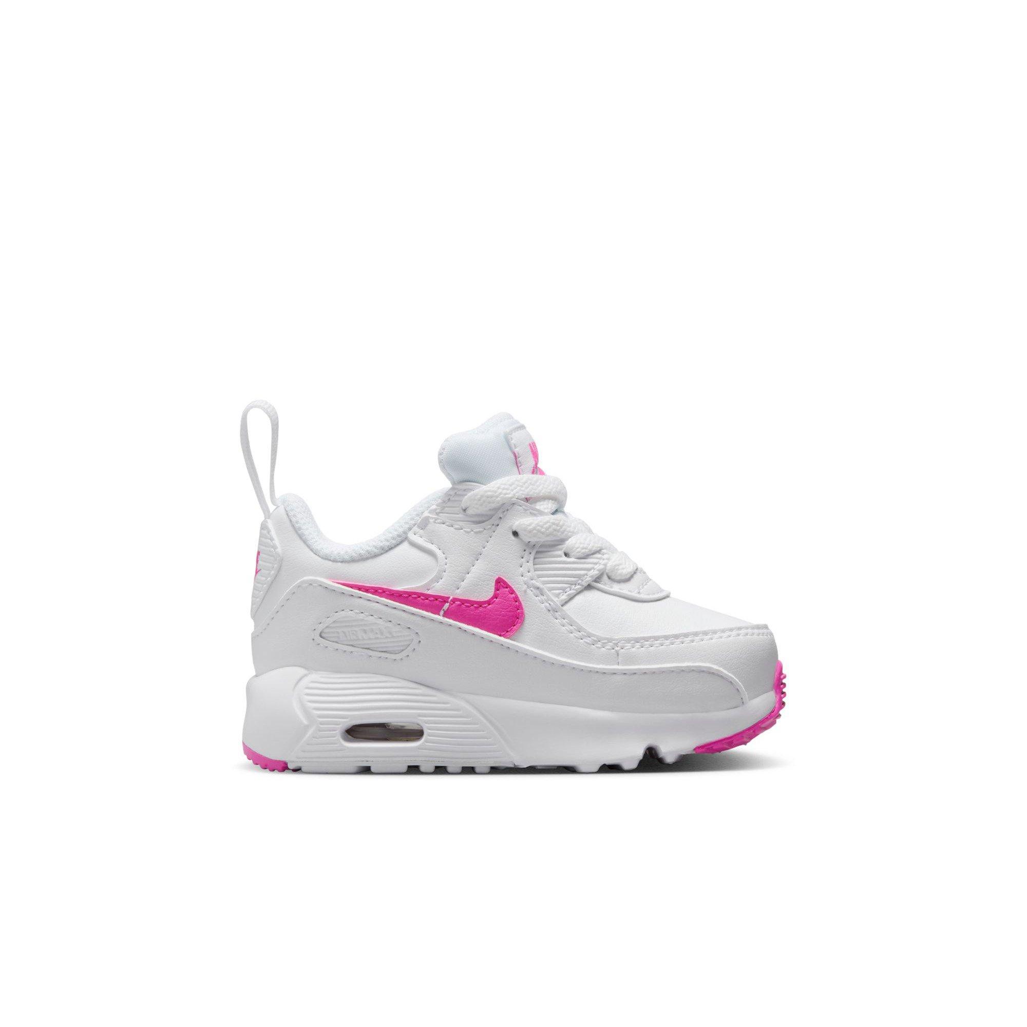 Nike Air Max 90 "White/Laser Fuchsia" Toddler Girls' Shoe - WHITE/PINK Thumbnail View 2