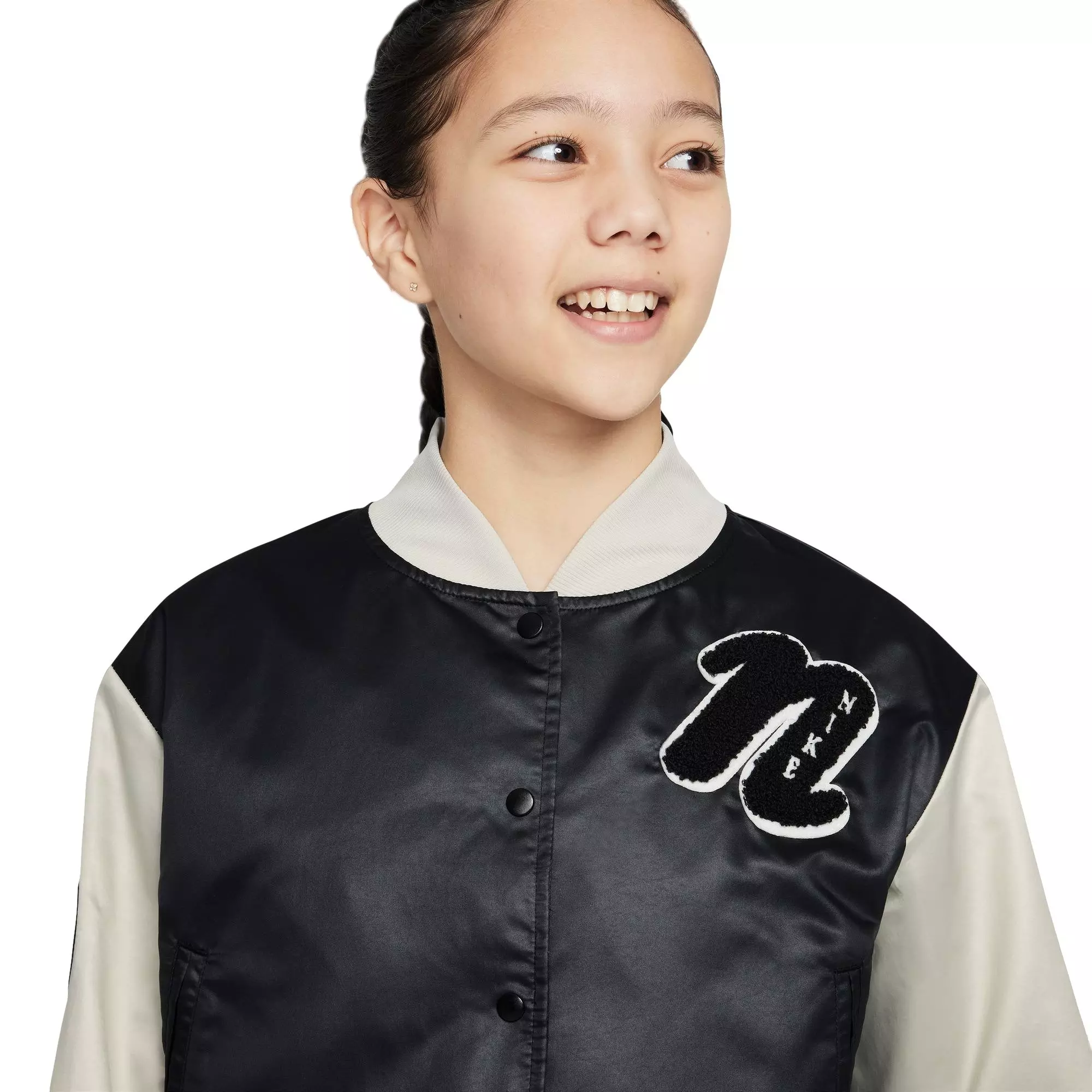 Nike Big Girls' Sportswear Varsity Jacket - BLACK