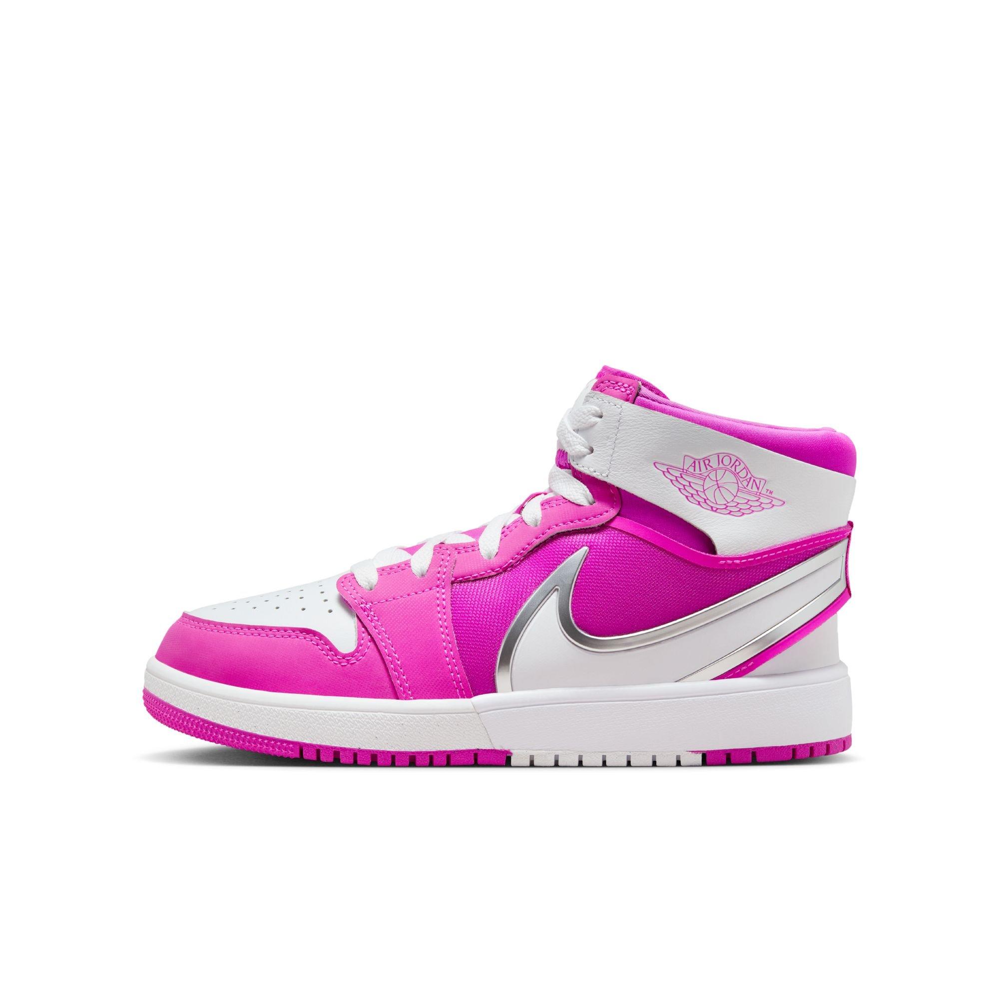 Jordan 1 Mid RM EasyOn Grade School Girls' "Fire Pink/White" Shoe