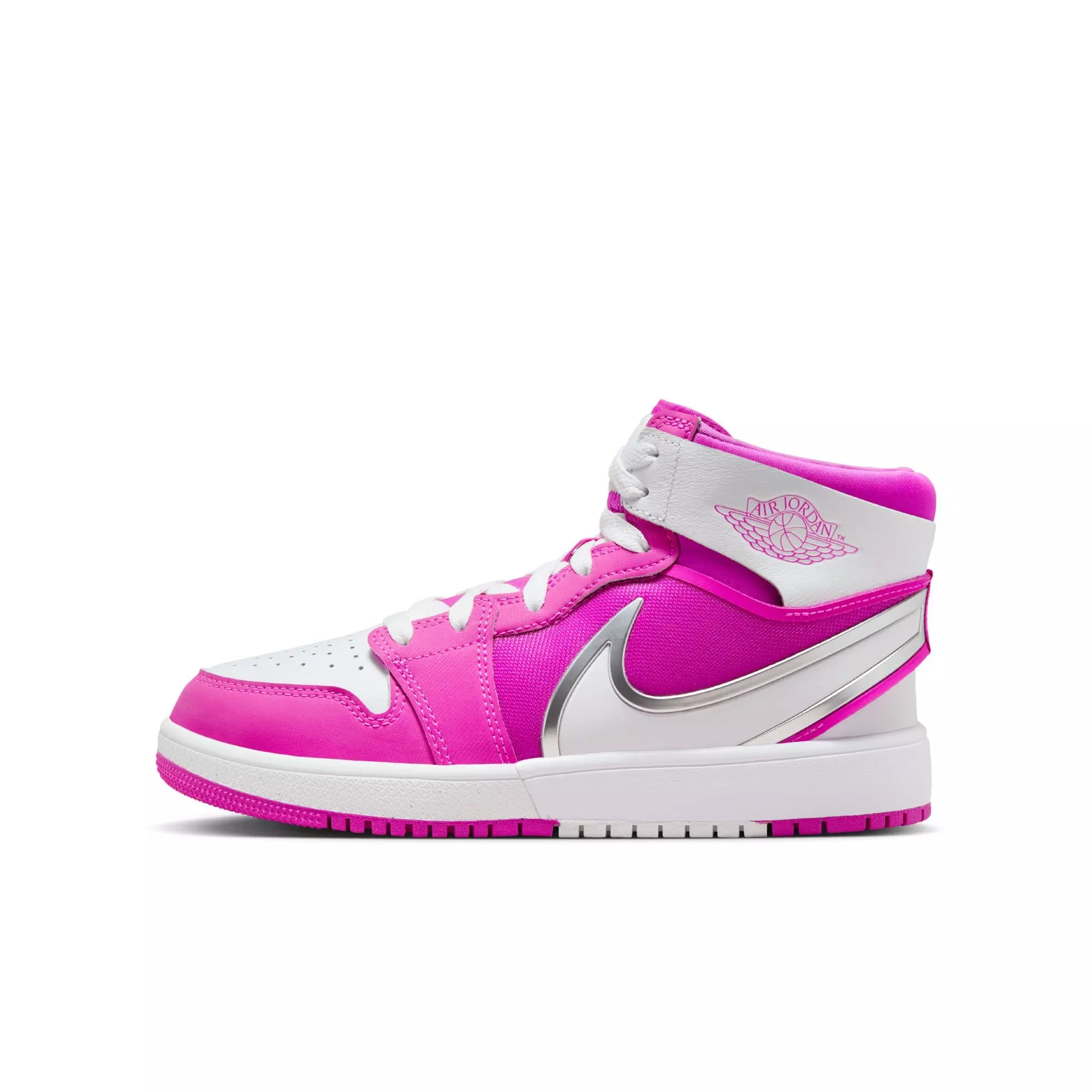 Jordan 1 Mid RM EasyOn "Fire Pink/White" Grade School Girls' Shoe