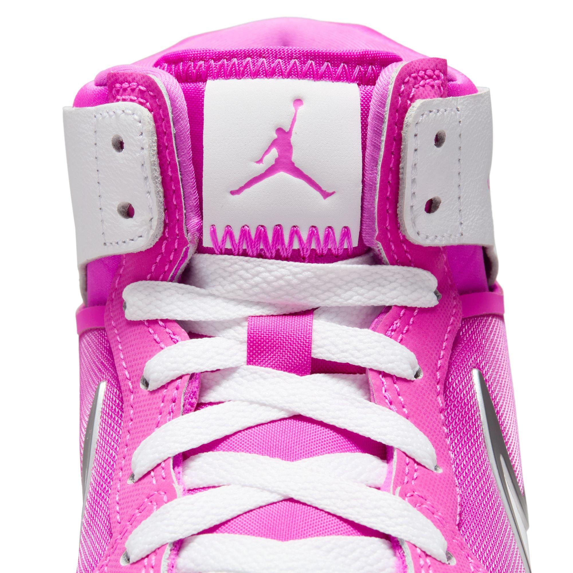 Jordan 1 Mid RM EasyOn Grade School Girls' "Fire Pink/White" Shoe