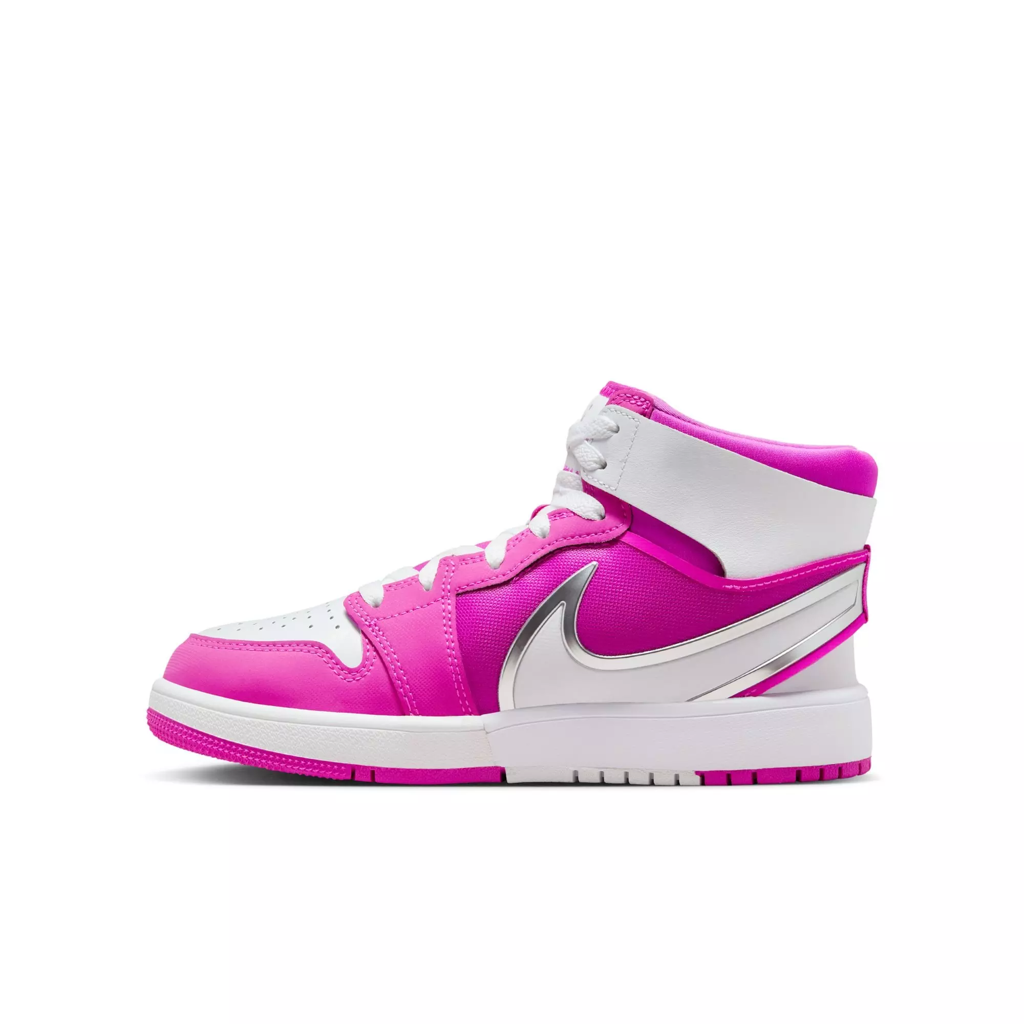 Jordan 1 Mid RM EasyOn "Fire Pink/White" Grade School Girls' Shoe