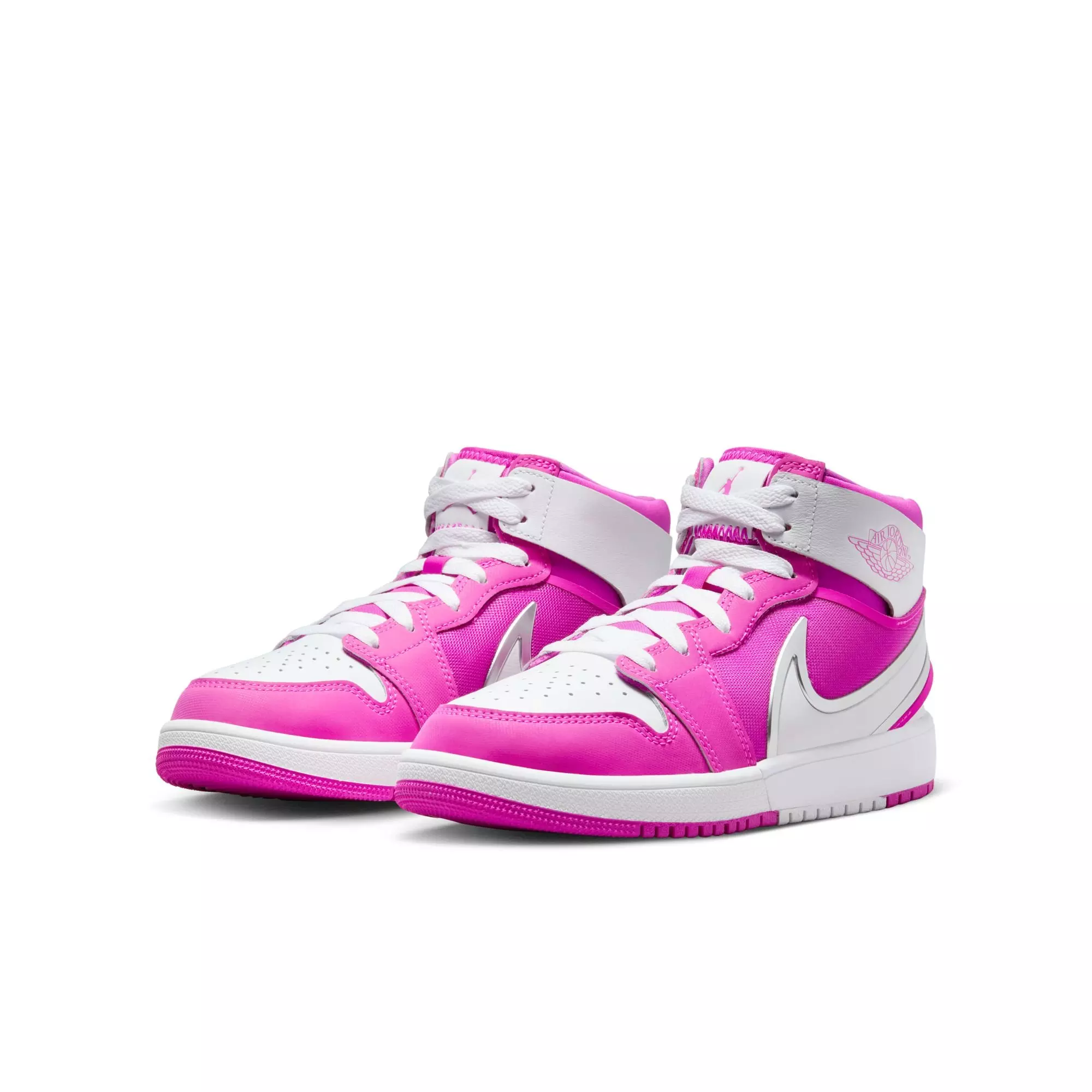 Jordan 1 Mid RM EasyOn "Fire Pink/White" Grade School Girls' Shoe