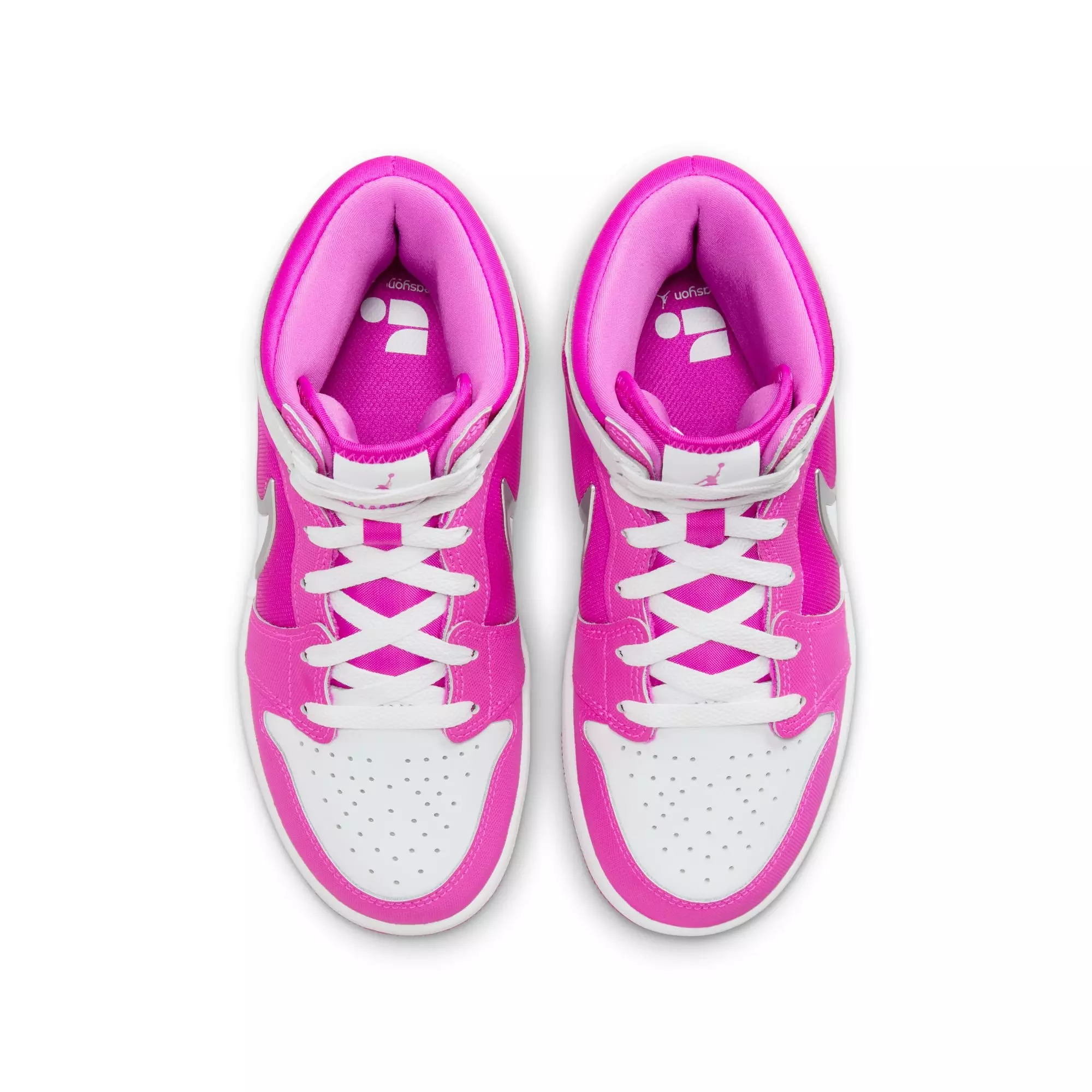 Jordan 1 Mid RM EasyOn "Fire Pink/White" Grade School Girls' Shoe - WHITE/PINK