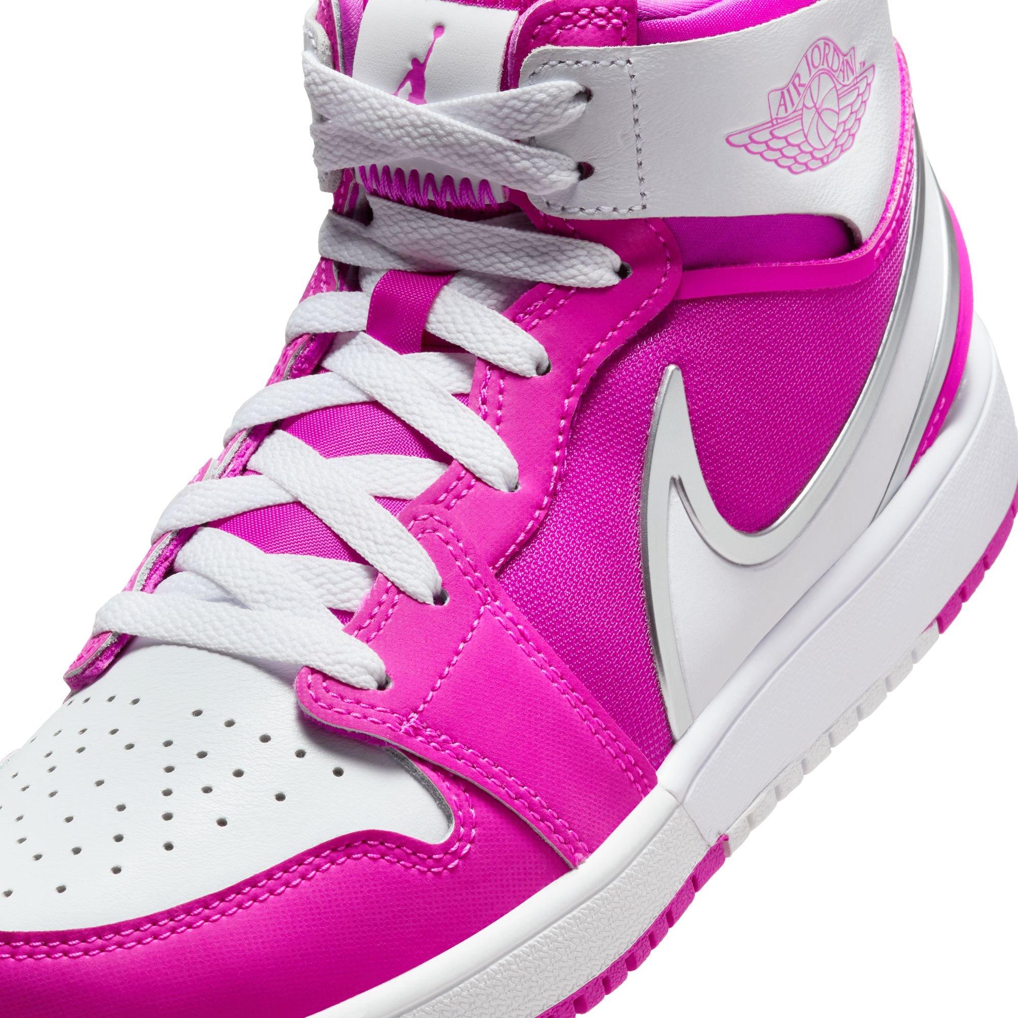 Jordan 1 Mid RM EasyOn Grade School Girls' "Fire Pink/White" Shoe