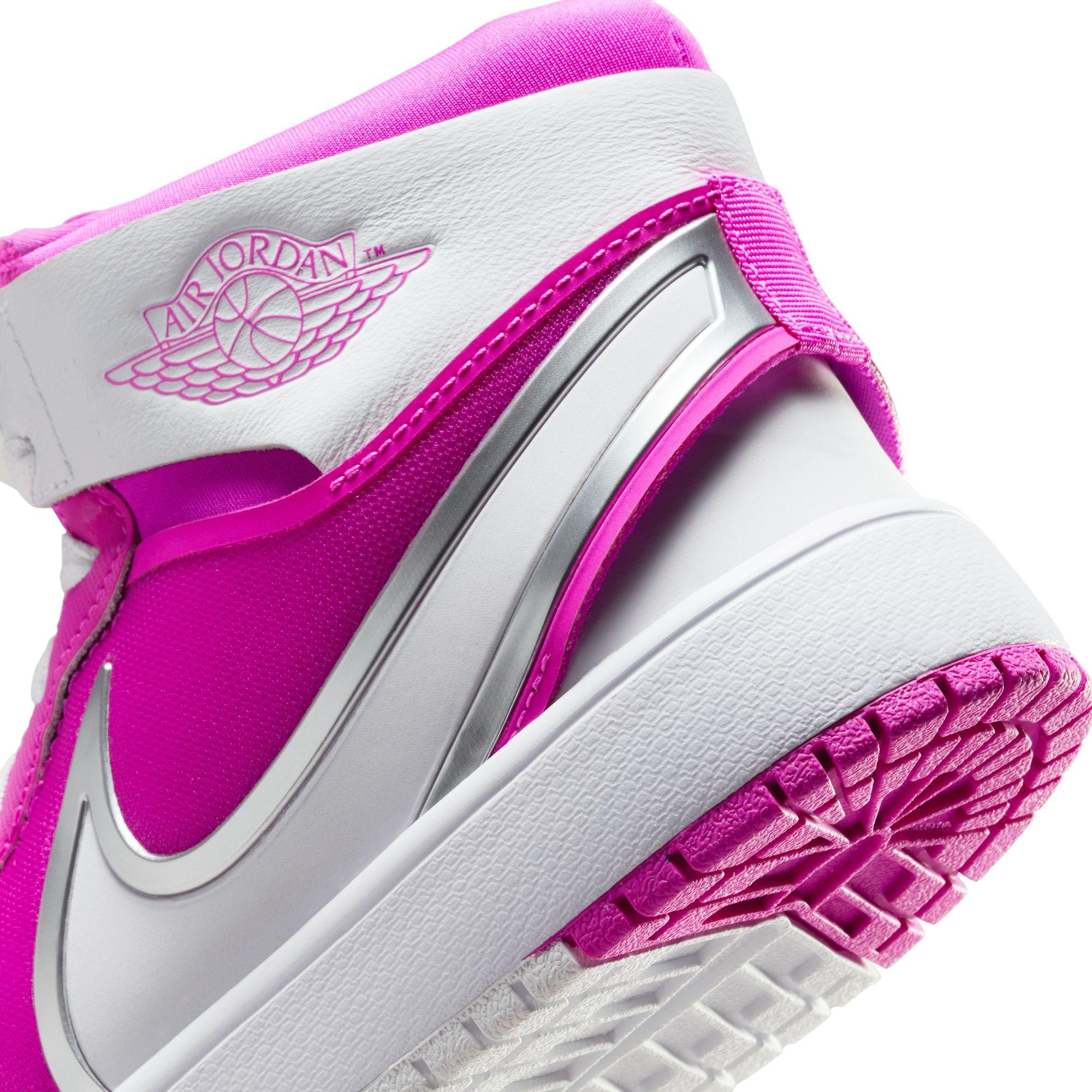 Jordan 1 Mid RM EasyOn Grade School Girls' "Fire Pink/White" Shoe