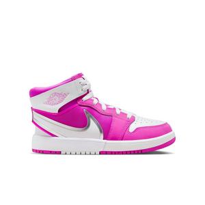 Jordan 1 Mid RM EasyOn "Fire Pink/White" Grade School Girls' Shoe