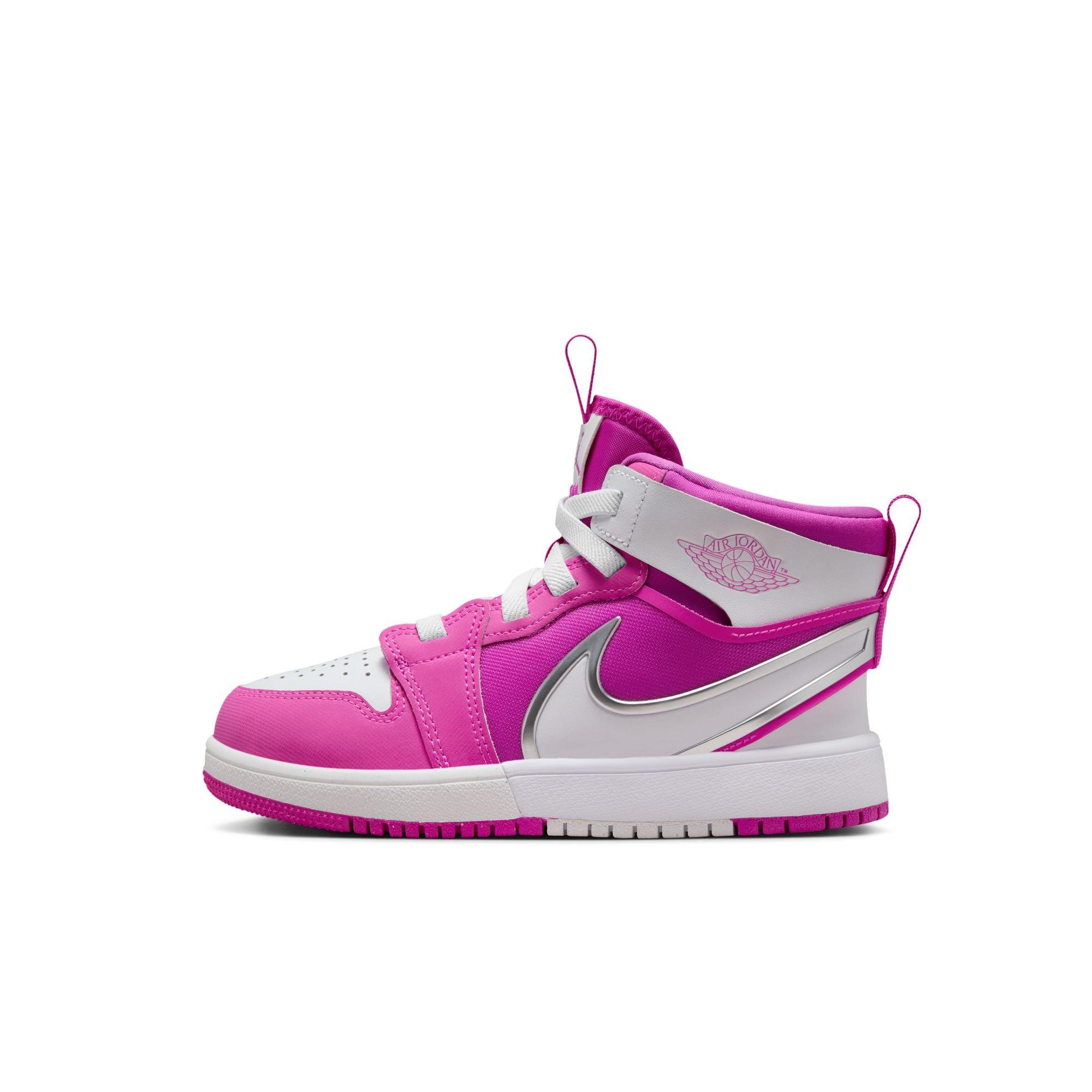 Jordan 1 Mid RM EasyOn "Fire Pink/White" Preschool Girls' Shoe - WHITE/PINK Thumbnail View 3