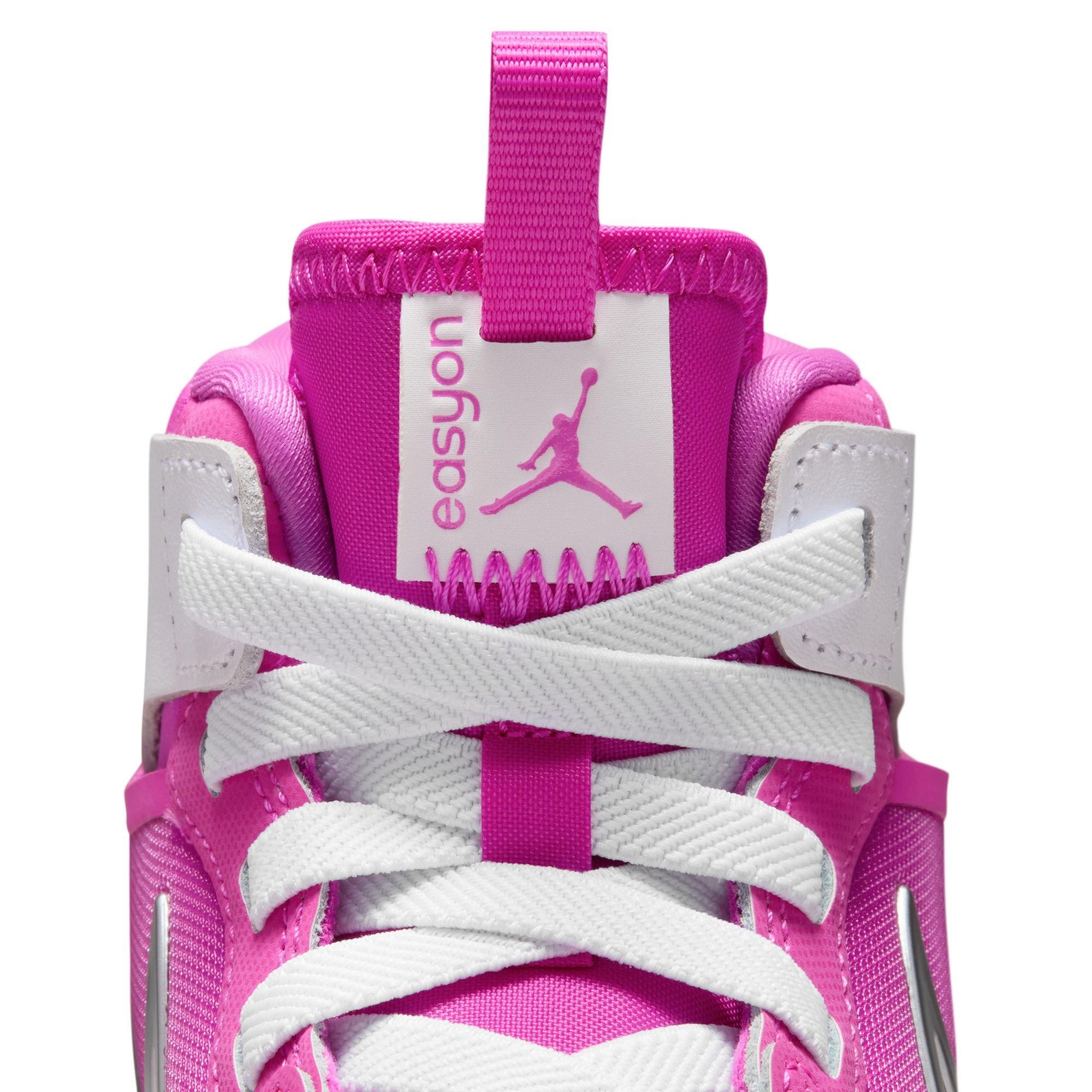 Jordan 1 Mid RM EasyOn "Fire Pink/White" Preschool Girls' Shoe - WHITE/PINK Thumbnail View 12