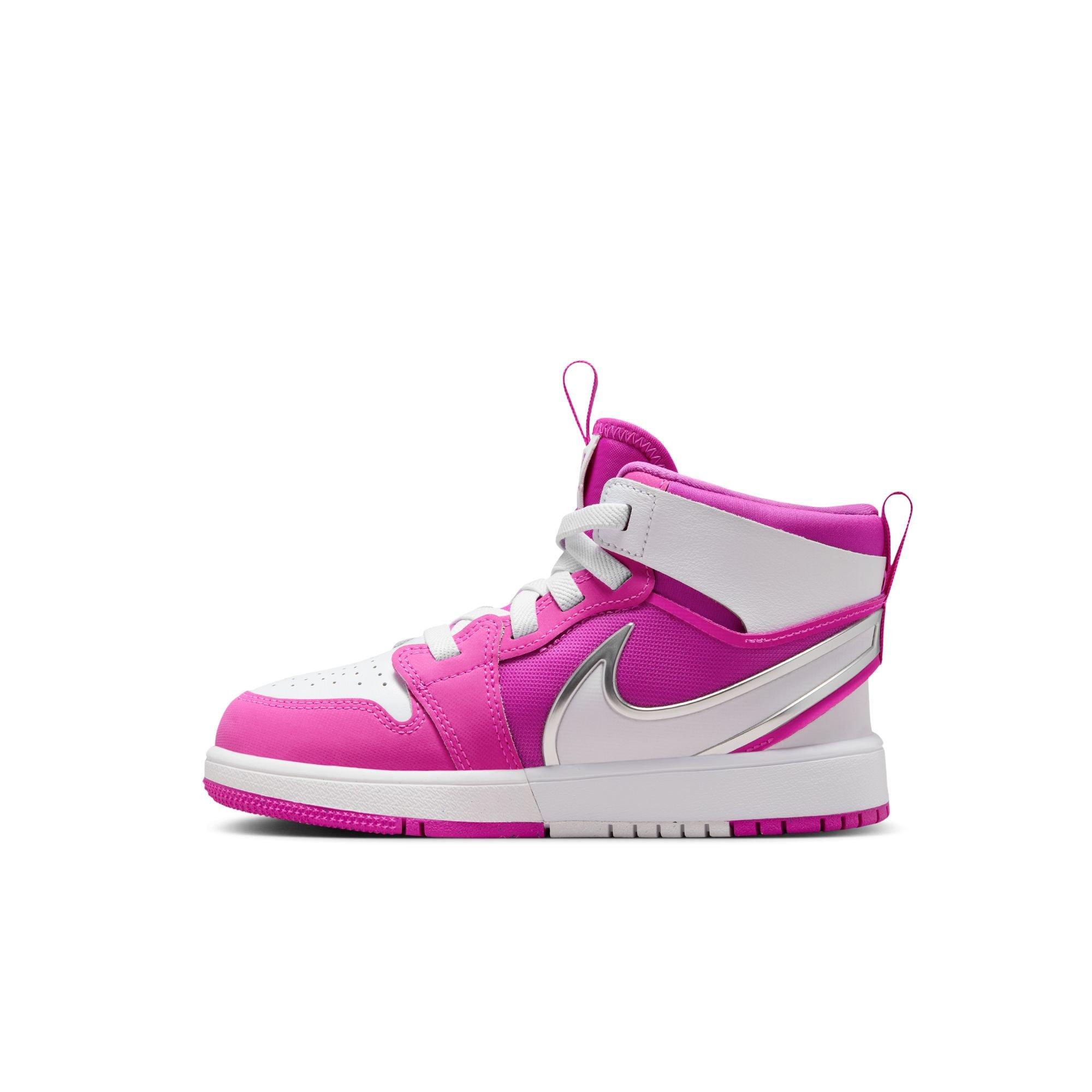 Jordan 1 Mid RM EasyOn "Fire Pink/White" Preschool Girls' Shoe - WHITE/PINK Thumbnail View 4