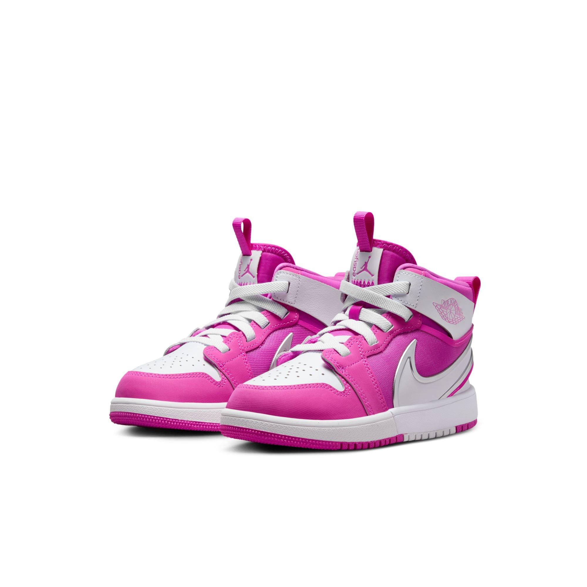 Jordan 1 Mid RM EasyOn "Fire Pink/White" Preschool Girls' Shoe - WHITE/PINK Thumbnail View 5