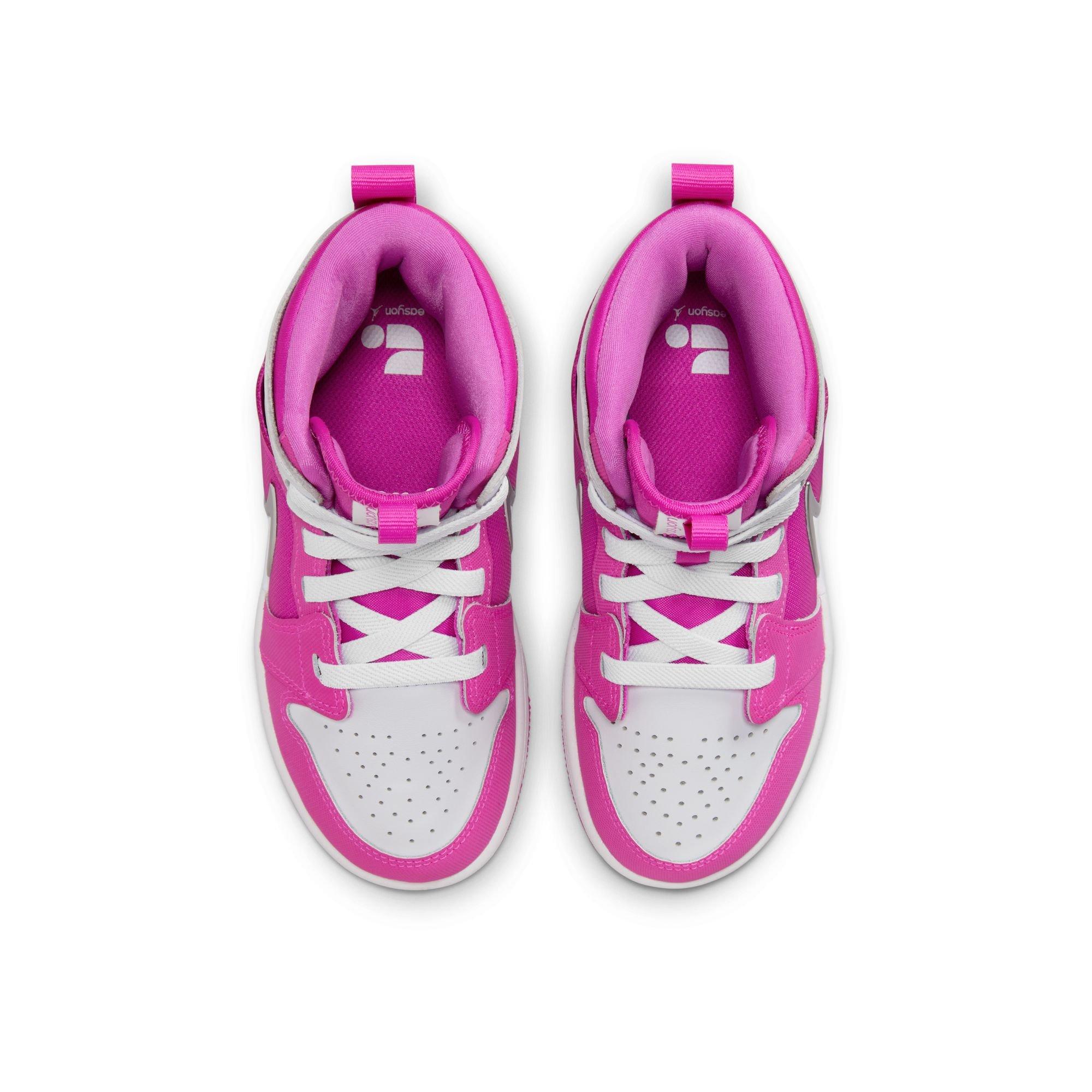 Jordan 1 Mid RM EasyOn "Fire Pink/White" Preschool Girls' Shoe - WHITE/PINK Thumbnail View 6