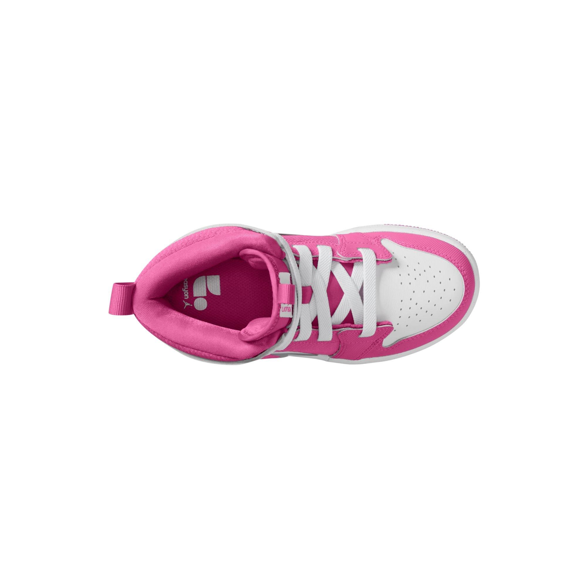 Jordan 1 Mid RM EasyOn "Fire Pink/White" Preschool Girls' Shoe - WHITE/PINK Thumbnail View 8