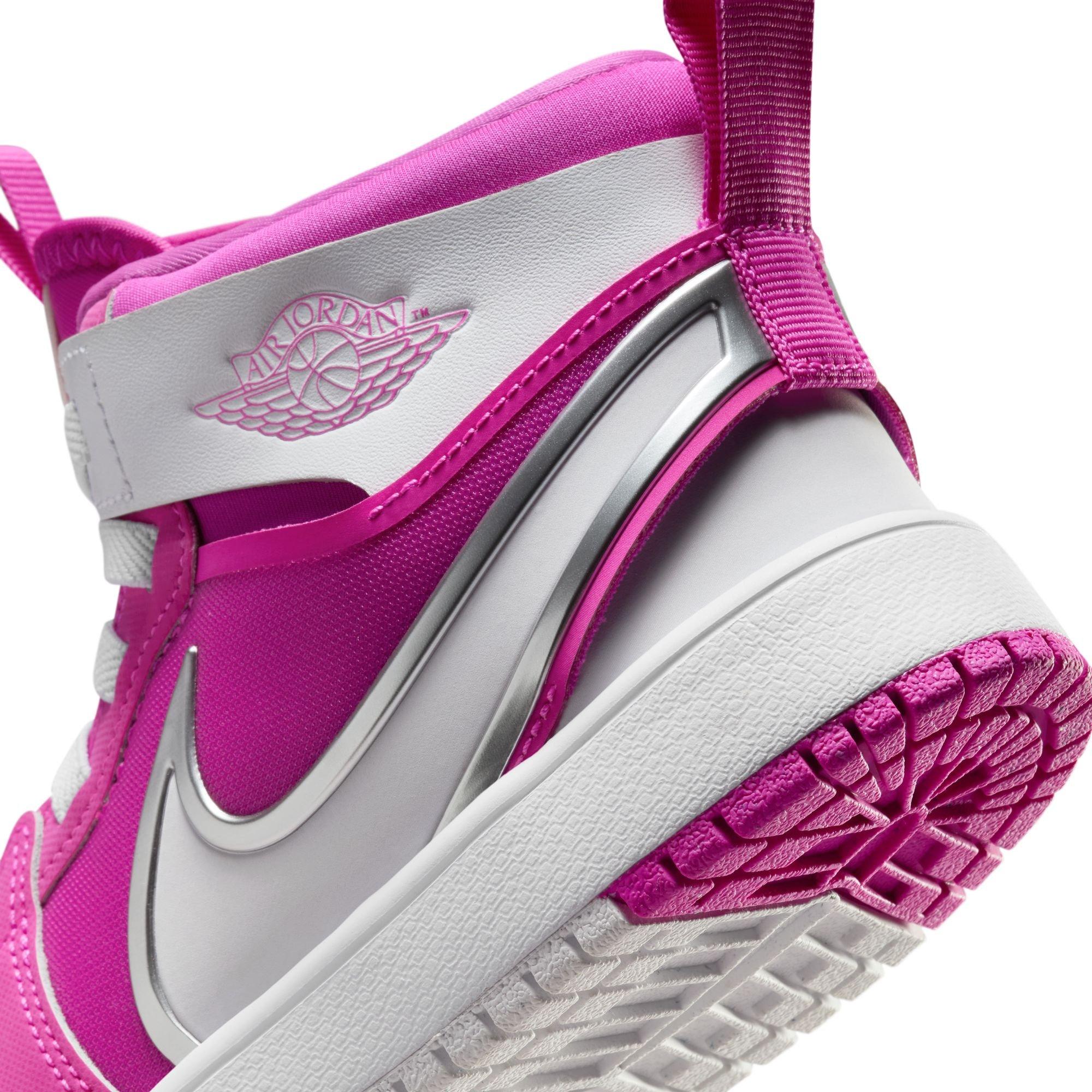 Jordan 1 Mid RM EasyOn "Fire Pink/White" Preschool Girls' Shoe - WHITE/PINK Thumbnail View 11