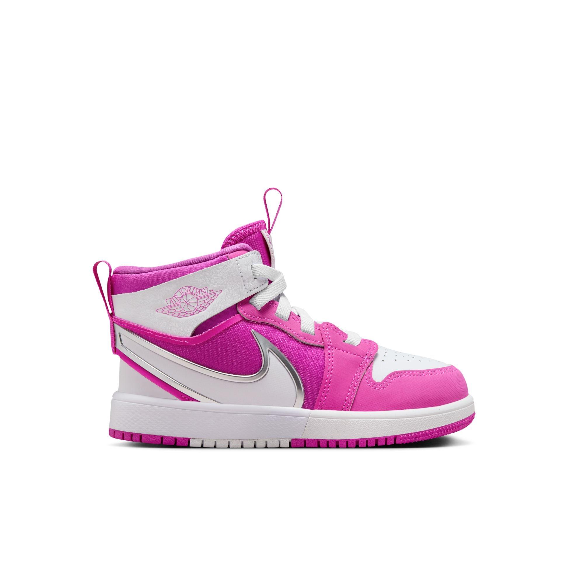 Jordan 1 Mid RM EasyOn "Fire Pink/White" Preschool Girls' Shoe - WHITE/PINK Thumbnail View 1