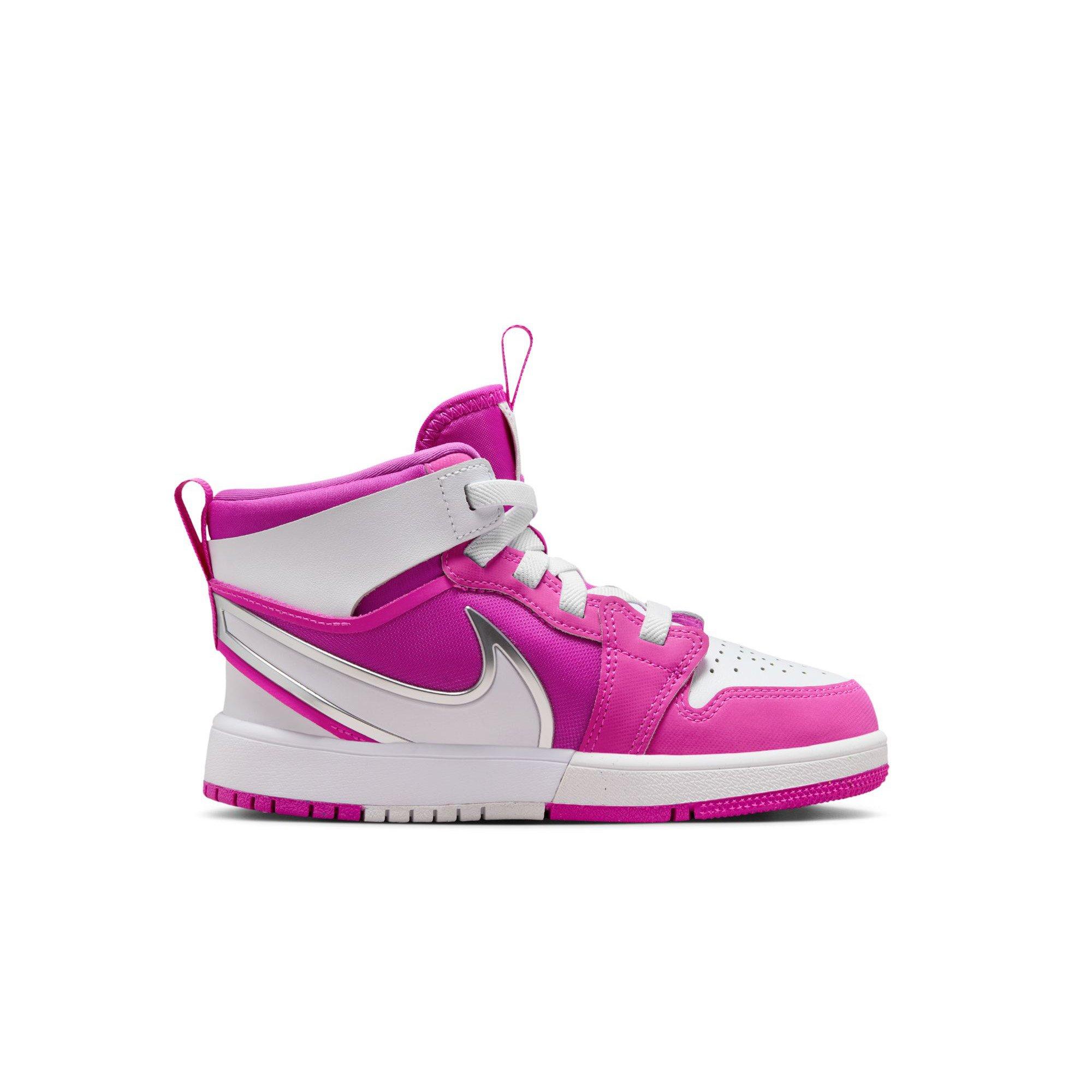 Jordan 1 Mid RM EasyOn "Fire Pink/White" Preschool Girls' Shoe - WHITE/PINK Thumbnail View 2