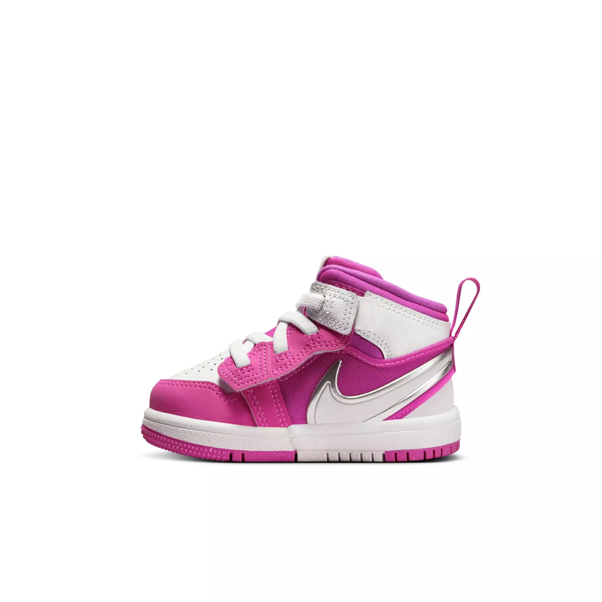 Jordan 1 Mid EasyOn "Fire Pink/White" Toddler Girls' Shoe - WHITE/PINK