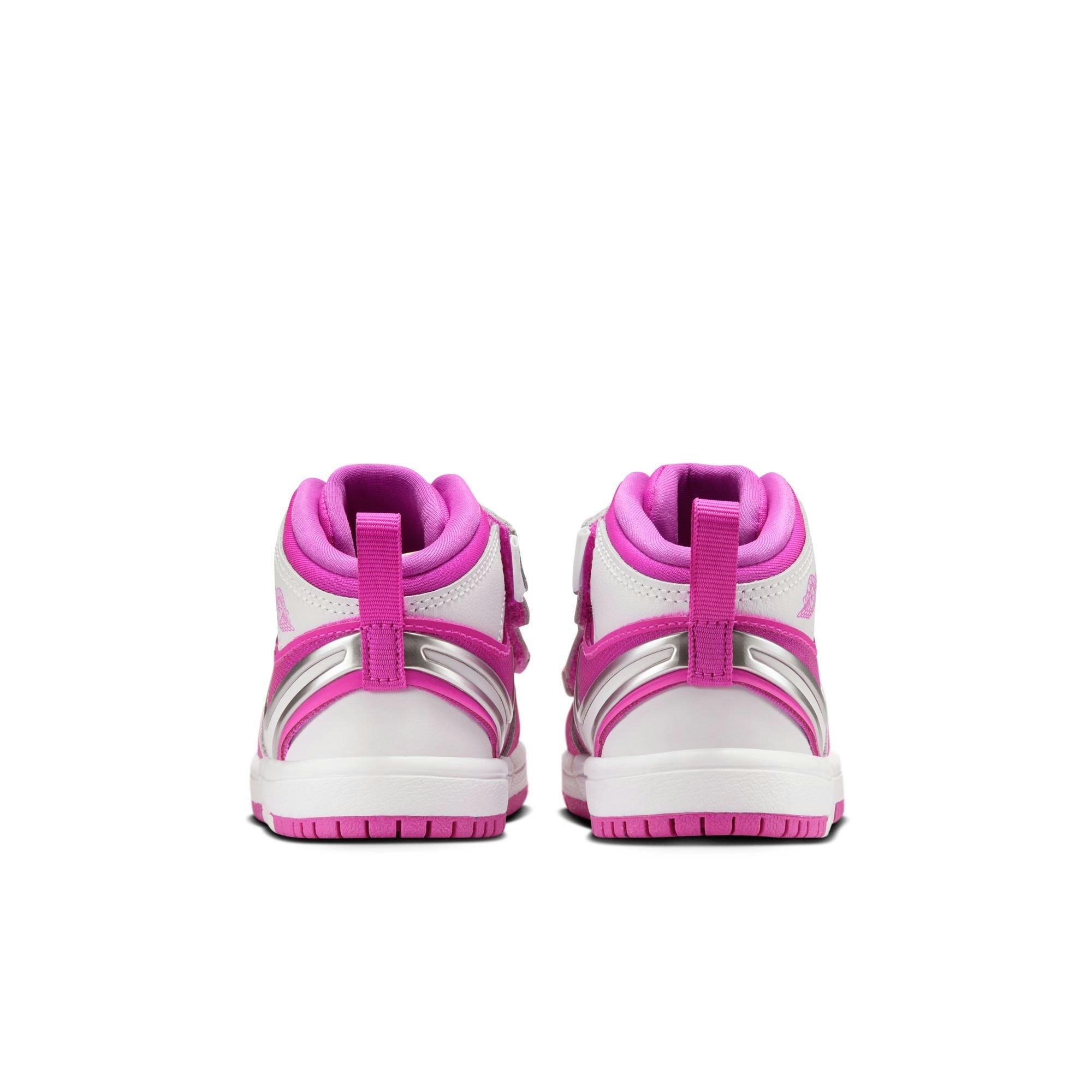 Jordan 1 Mid EasyOn Toddler Girls' "Fire Pink/White" Shoe