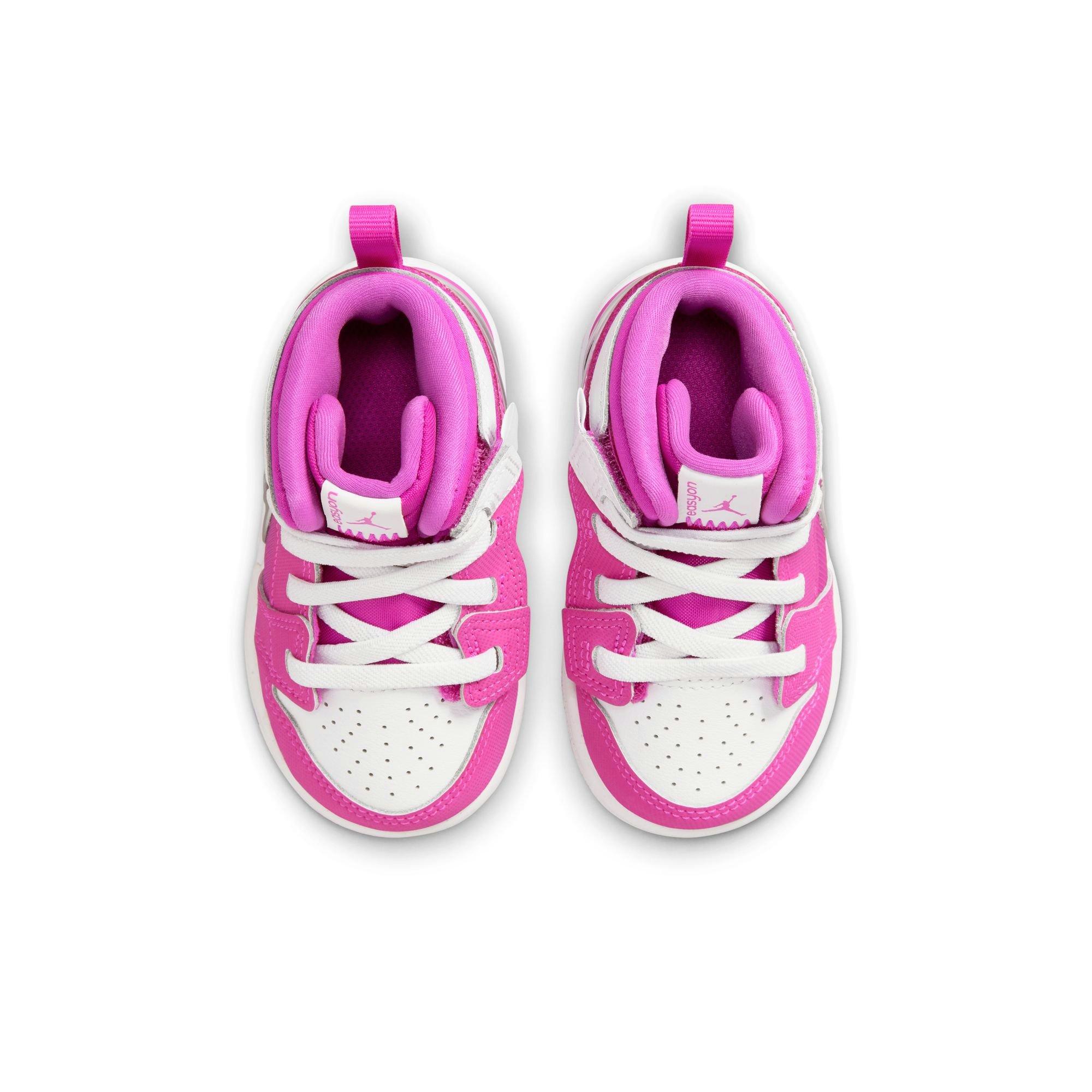 Jordan 1 Mid EasyOn Toddler Girls' "Fire Pink/White" Shoe