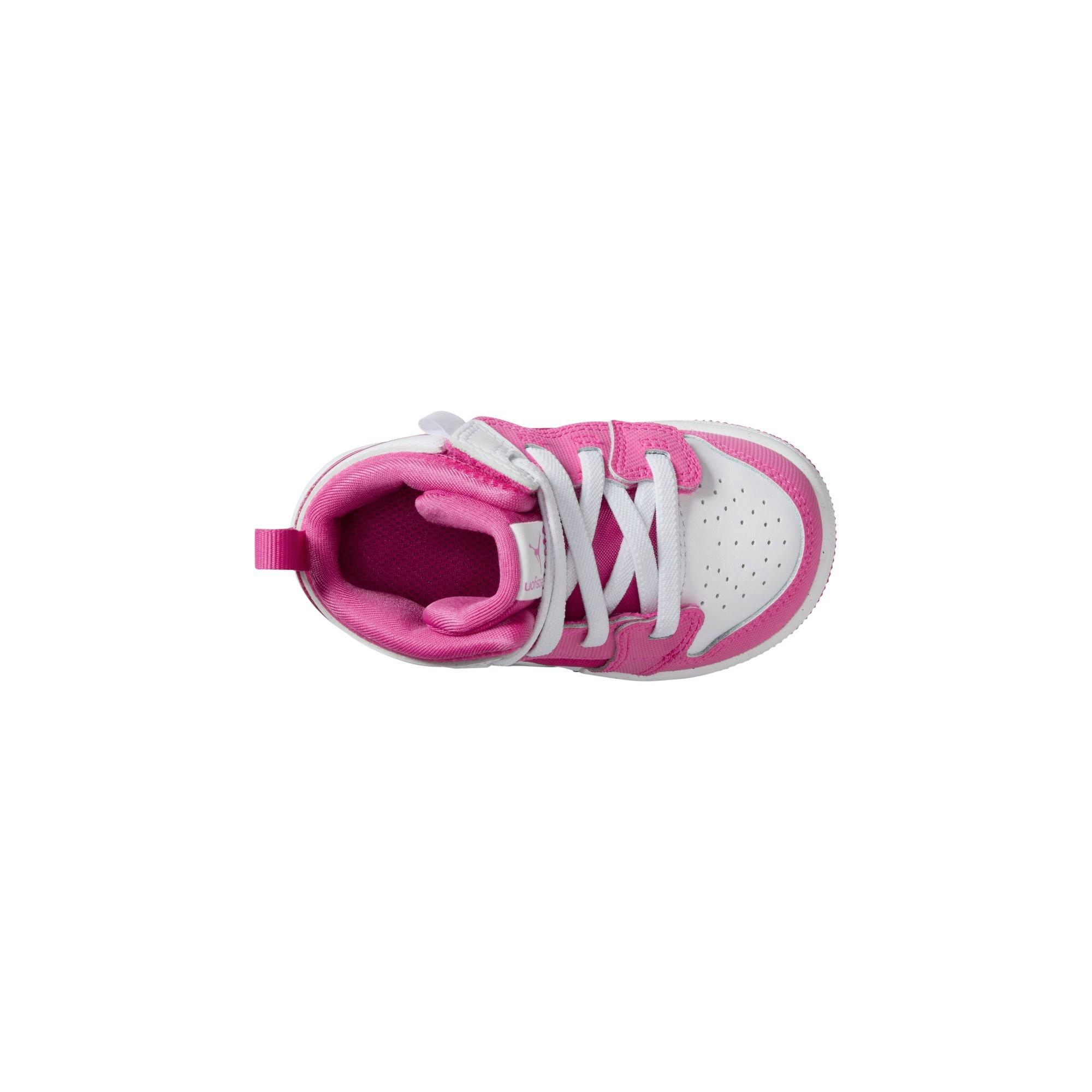 Jordan 1 Mid EasyOn Toddler Girls' "Fire Pink/White" Shoe