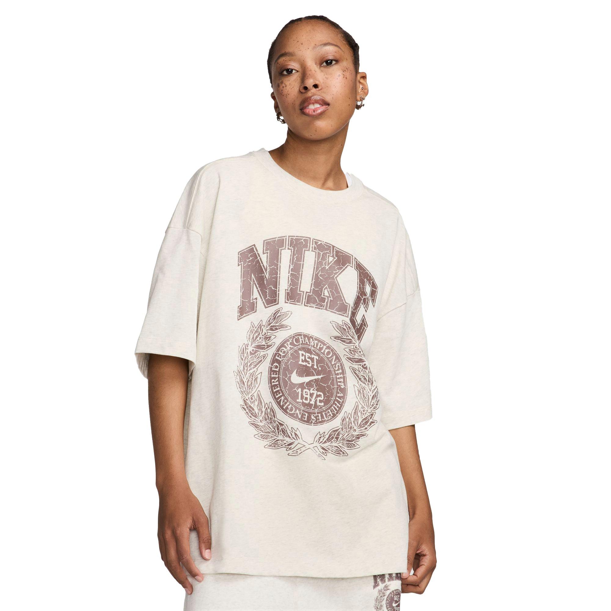 Nike Women's Sportswear Essential Oversized Tee - TAN Thumbnail View 1