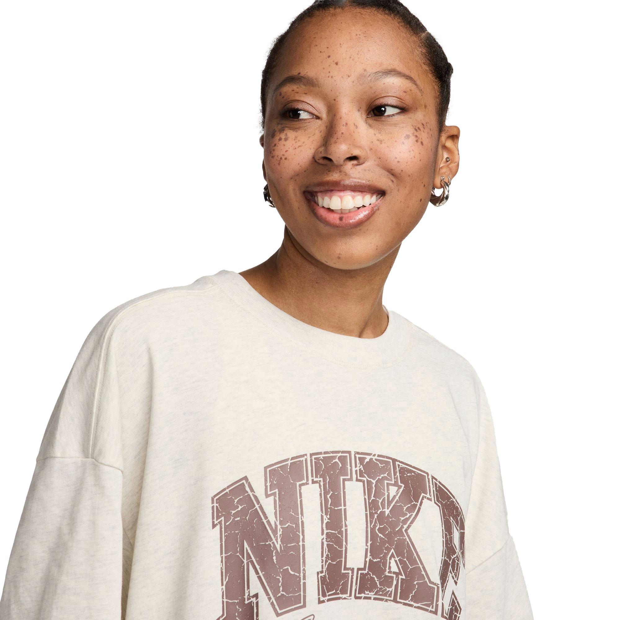Nike Women's Sportswear Essential Oversized Tee - TAN Thumbnail View 3