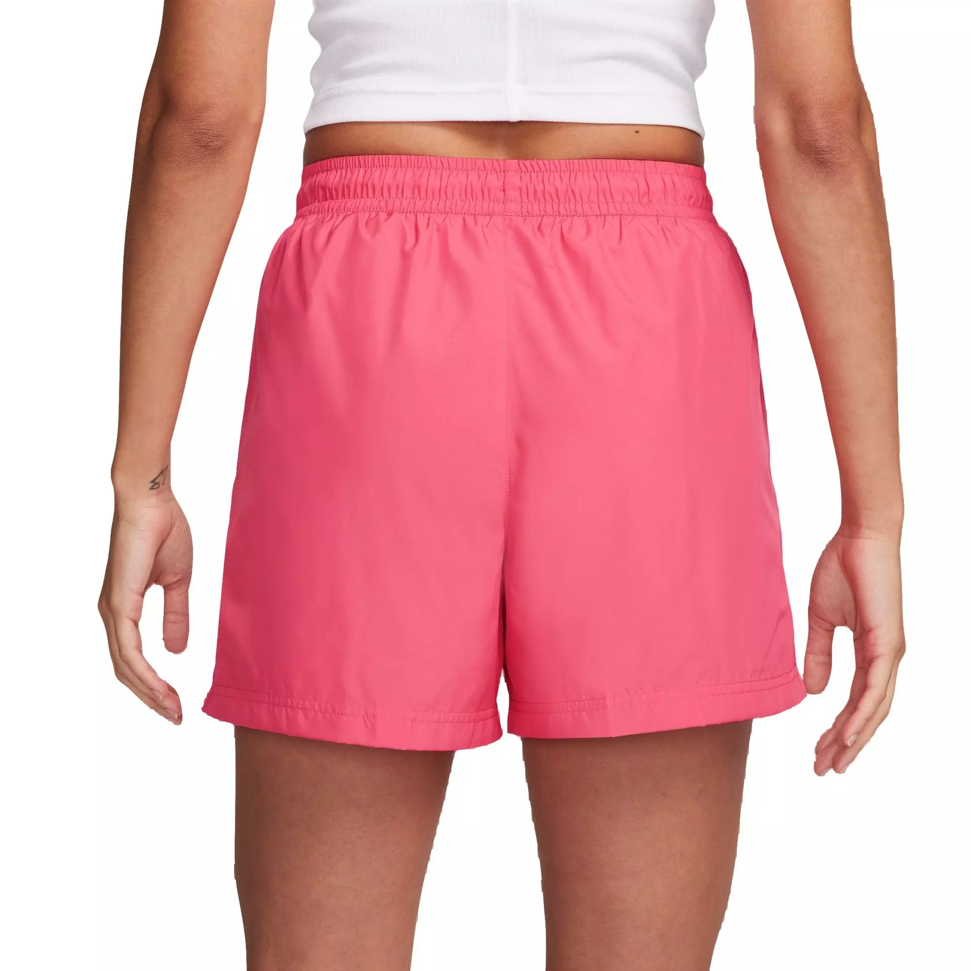 Nike Women's Sportswear Essential Mid-Rise Woven Shorts-Pink - PINK