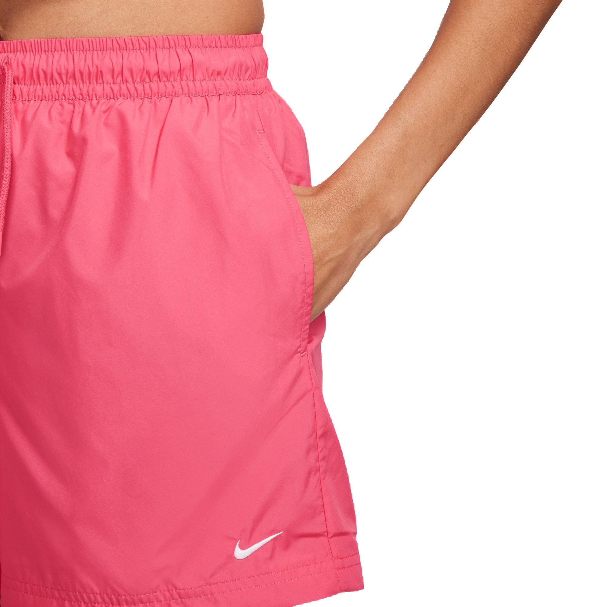 Nike Women's Sportswear Essential Mid-Rise Woven Shorts - Pink - PINK Thumbnail View 4