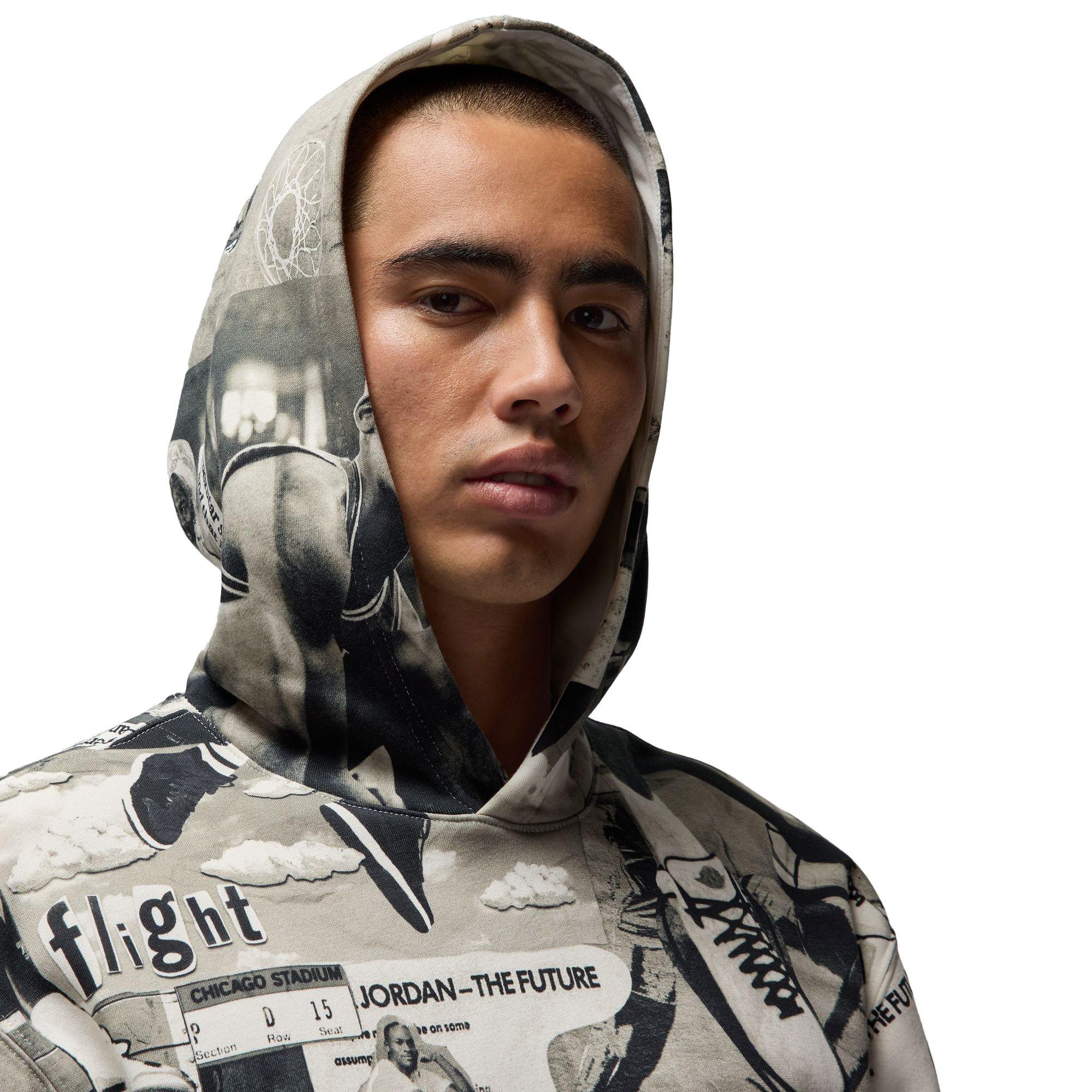 Jordan Men's Brooklyn Fleece Printed Pullover Hoodie - BLACK Thumbnail View 3