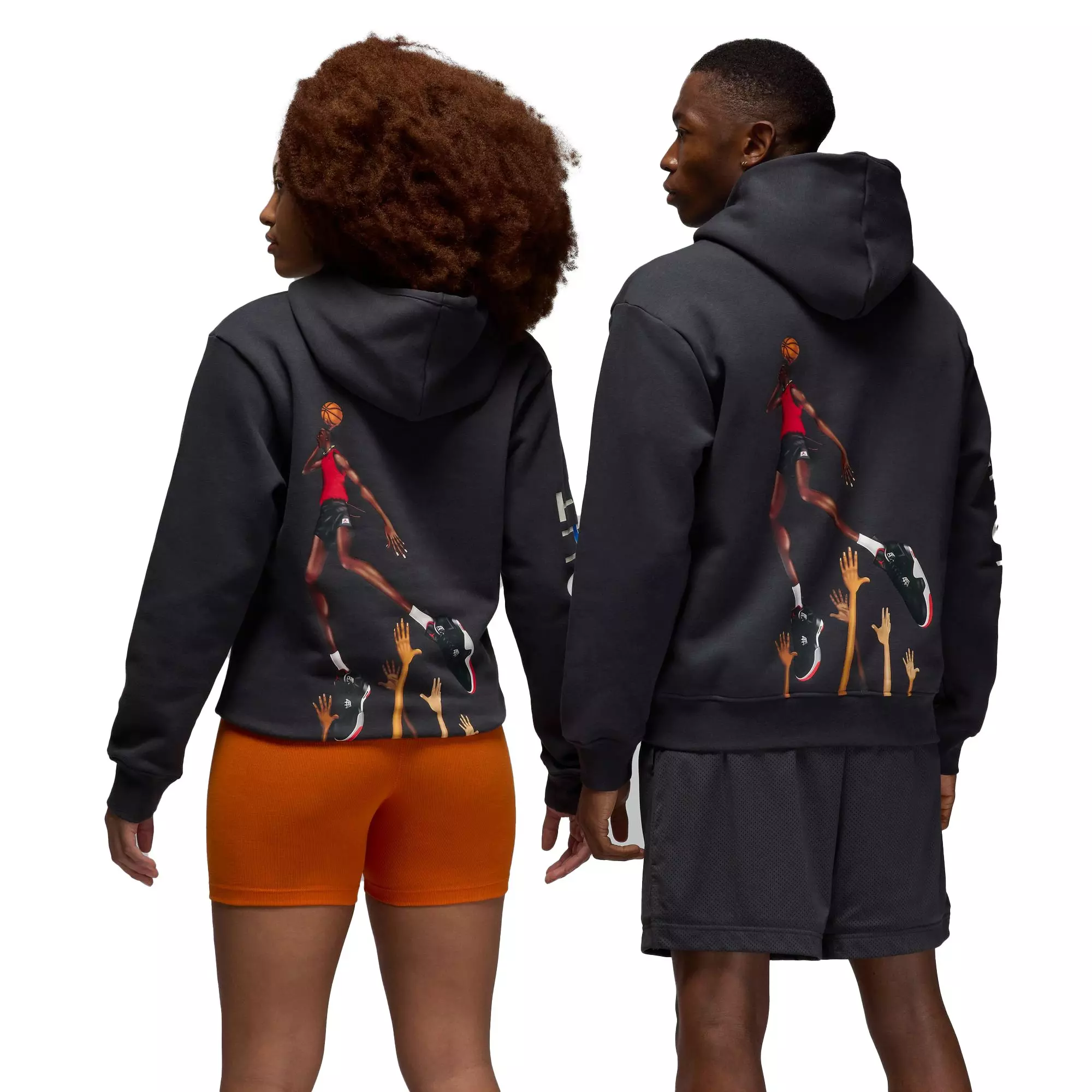 Jordan Men's Artist Series by Darien Burks Fleece Pullover Hoodie - GREY