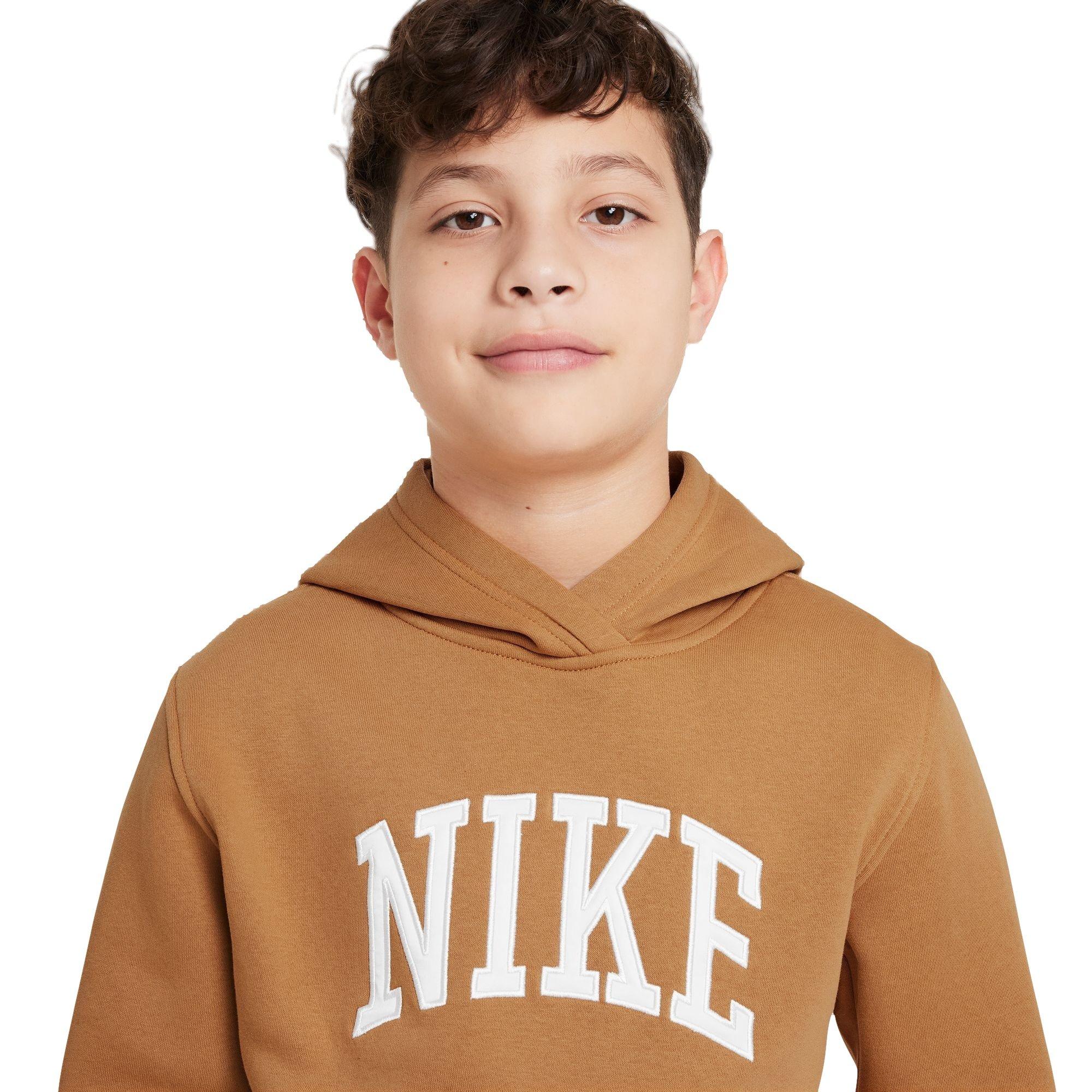 Nike Club Fleece HBR Big Boys' Flax Hoodie