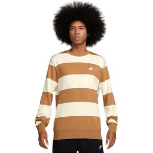 Nike Men's Club Stripe Heavyweight French Terry Crew - Flax
