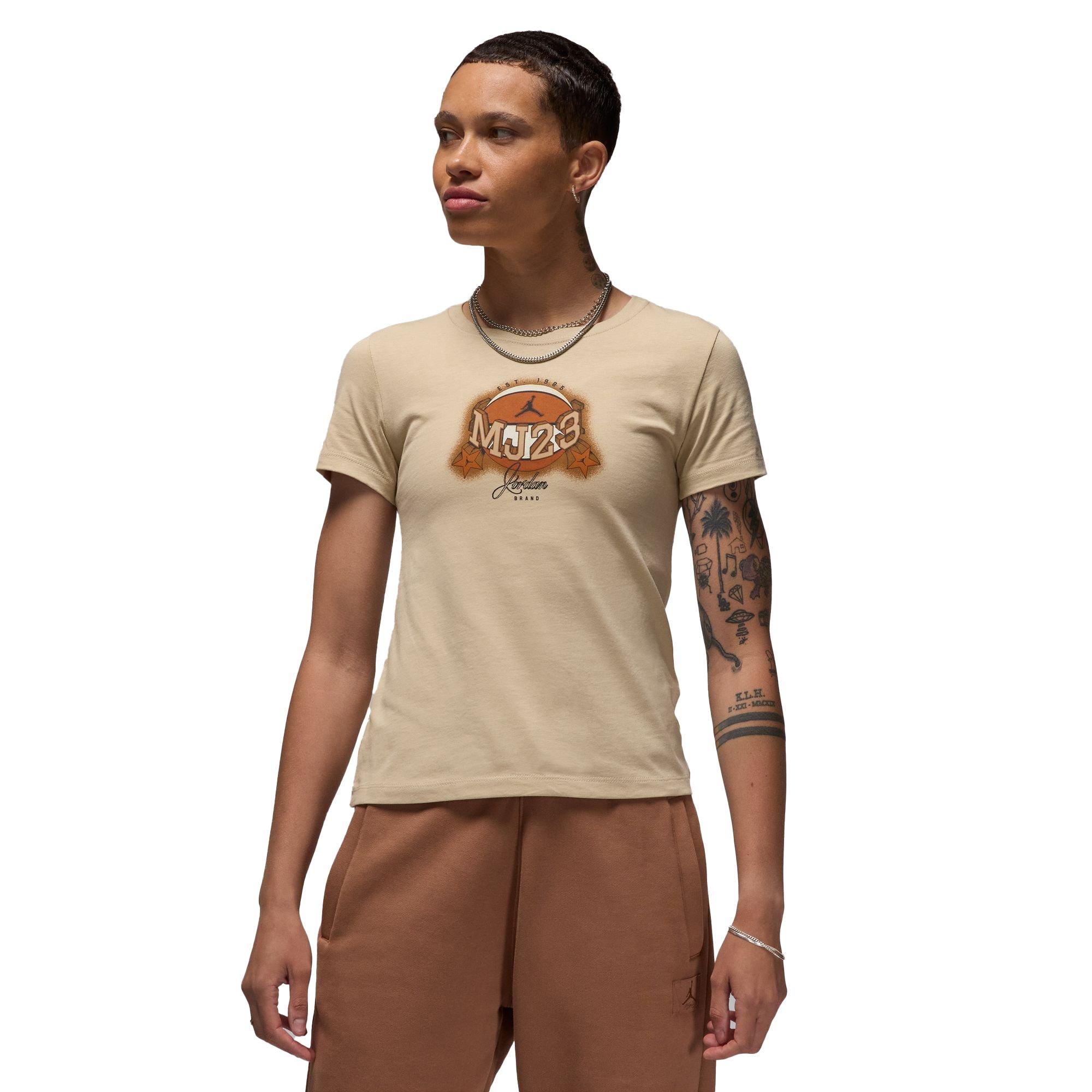 Jordan Women's Essential Slim Tee - Tan - TAN Thumbnail View 1