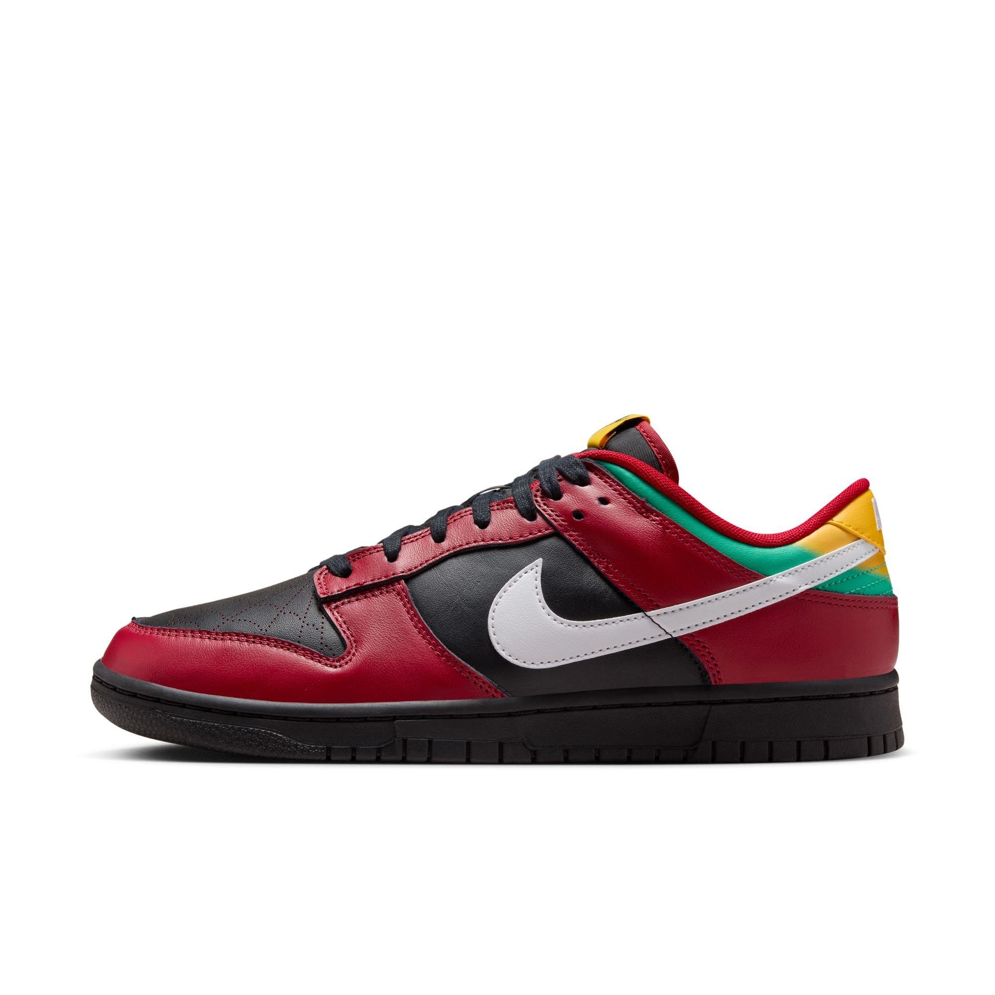Nike Dunk Low Retro LTD "Black/White/Gym Red/University Gold" Men's Shoe - RED/BLACK/GREEN Thumbnail View 3
