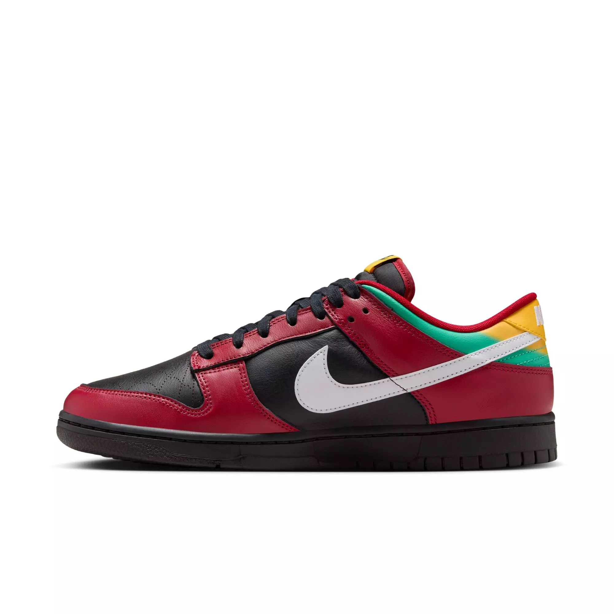 Nike Dunk Low Retro LTD "Black/White/Gym Red/University Gold" Men's Shoe - RED/BLACK/GREEN