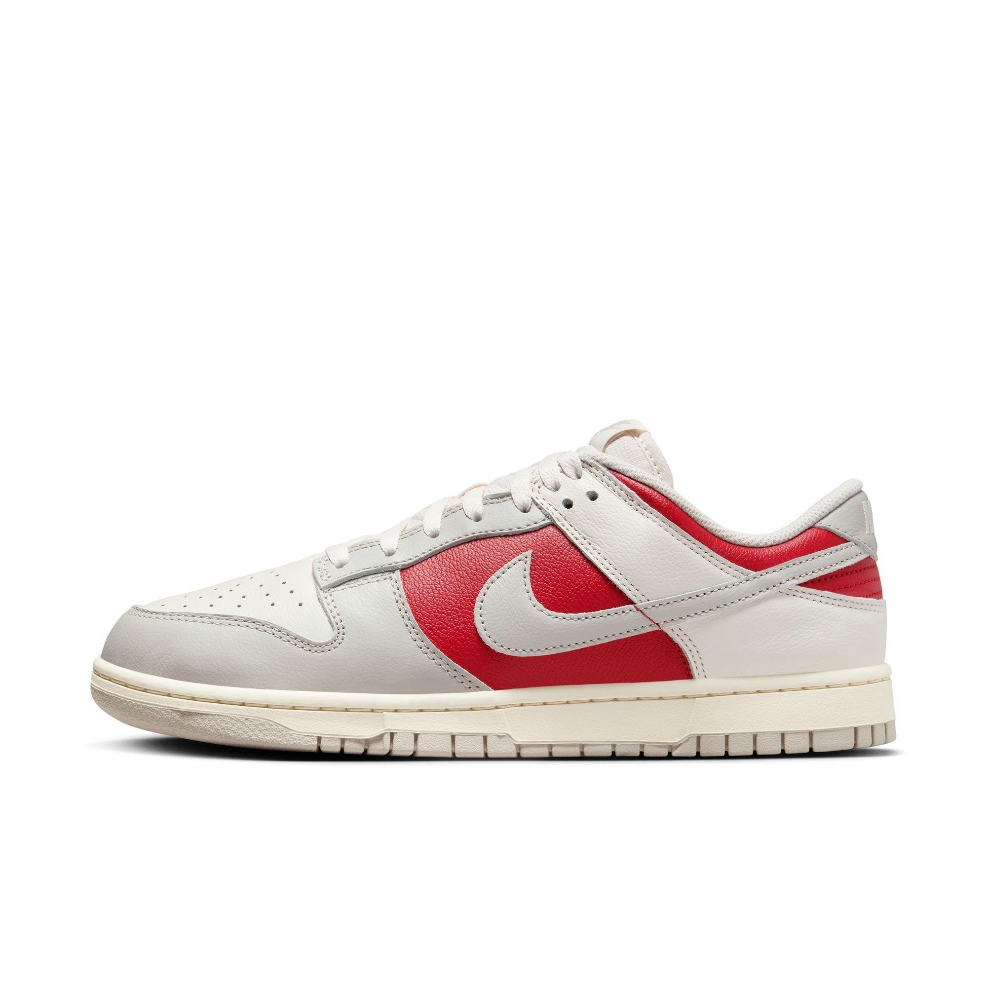 Nike Dunk Retro Low "Phantom/Lt Iron Ore/Gym Red/Pale Ivory" Men's Shoe - SILVER/RED Thumbnail View 4