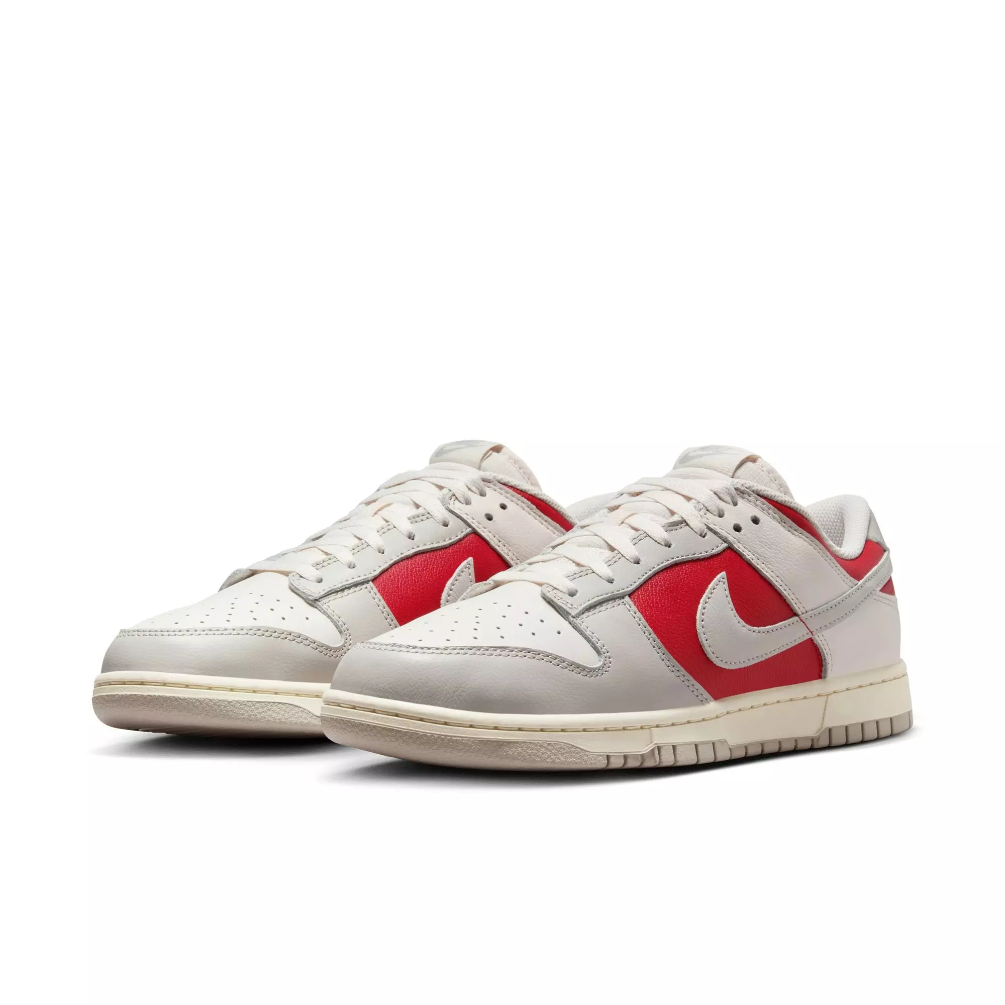 Nike Dunk Retro Low "Phantom/Lt Iron Ore/Gym Red/Pale Ivory" Men's Shoe - SILVER/RED