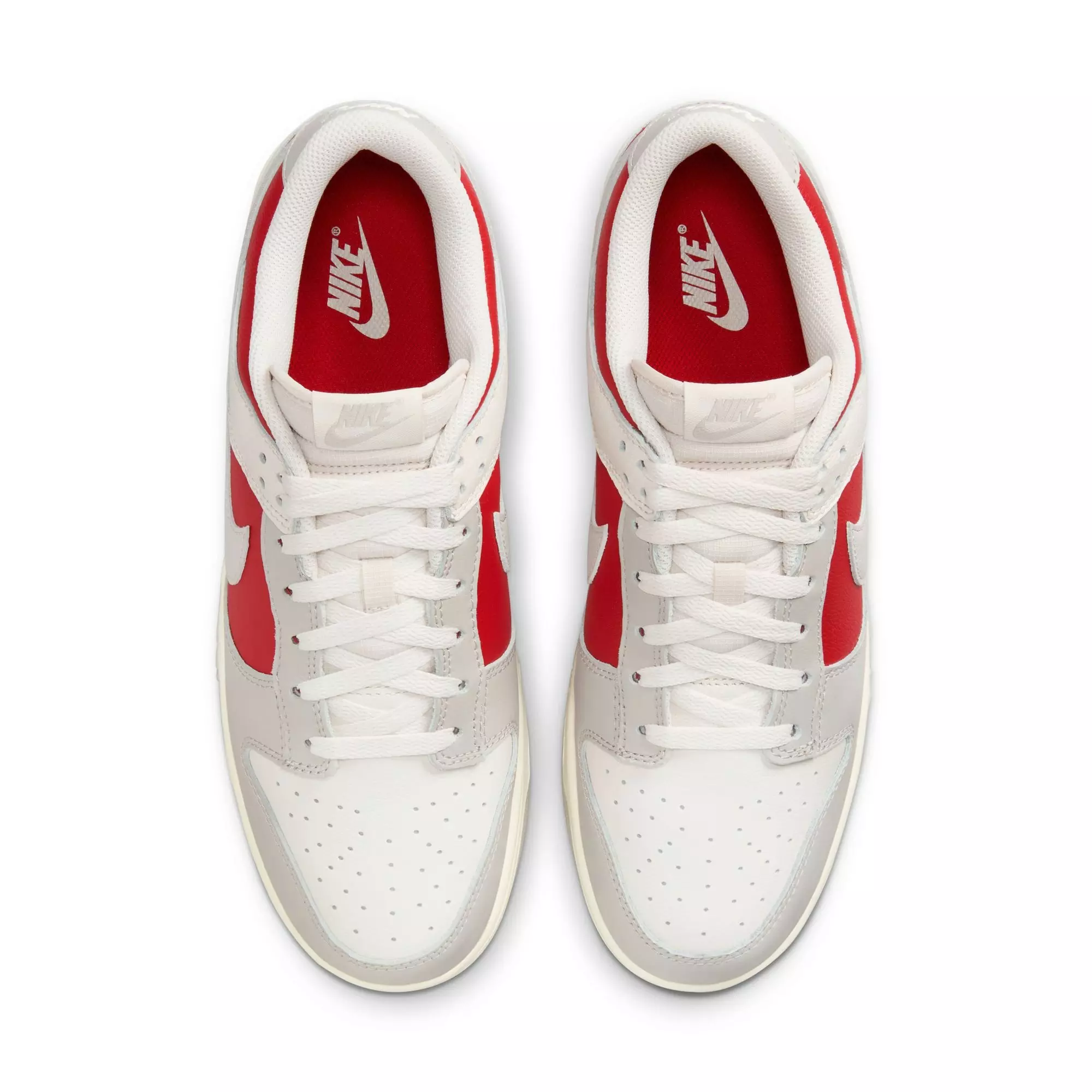 Nike Dunk Retro Low "Phantom/Lt Iron Ore/Gym Red/Pale Ivory" Men's Shoe - SILVER/RED