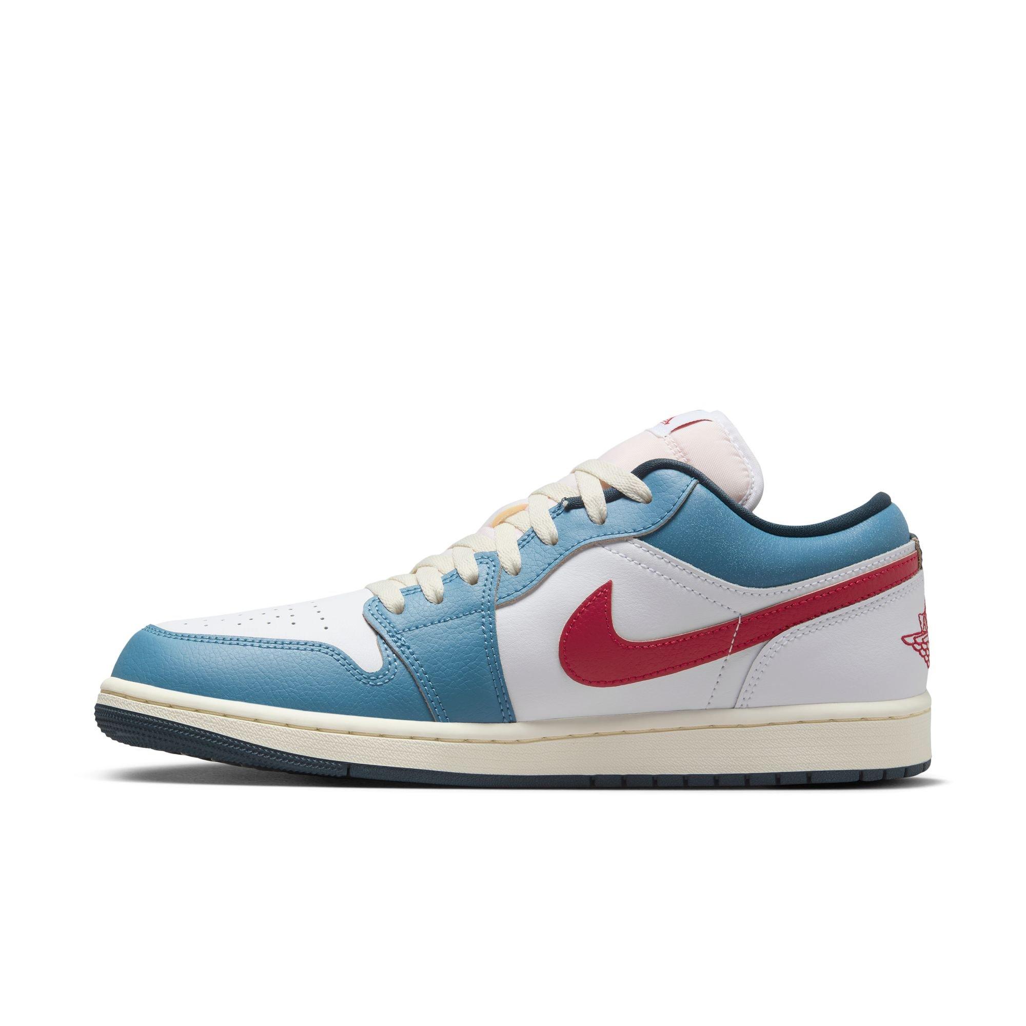 Jordan 1 Low SE "White/Armory Navy/Aegean Storm" Men's Shoe - WHITE/RED/BLUE Thumbnail View 4