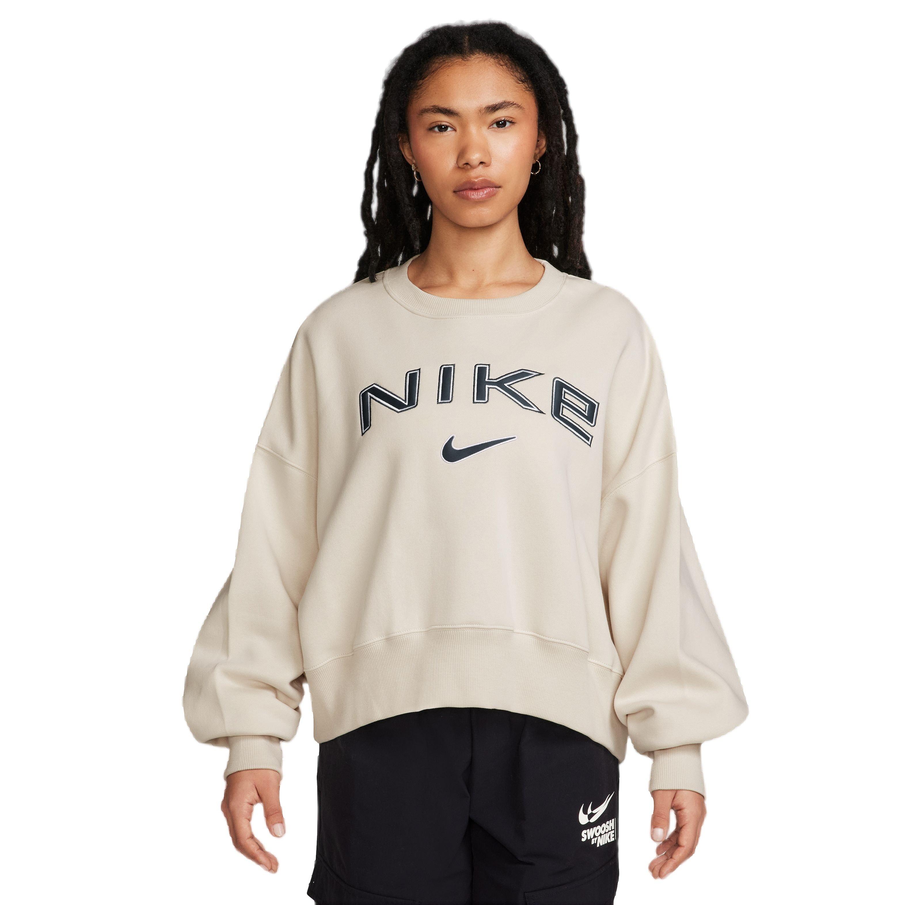 Nike Women's Sportswear Phoenix Fleece Over-Oversized Logo Crewneck Sweatshirt - BONE