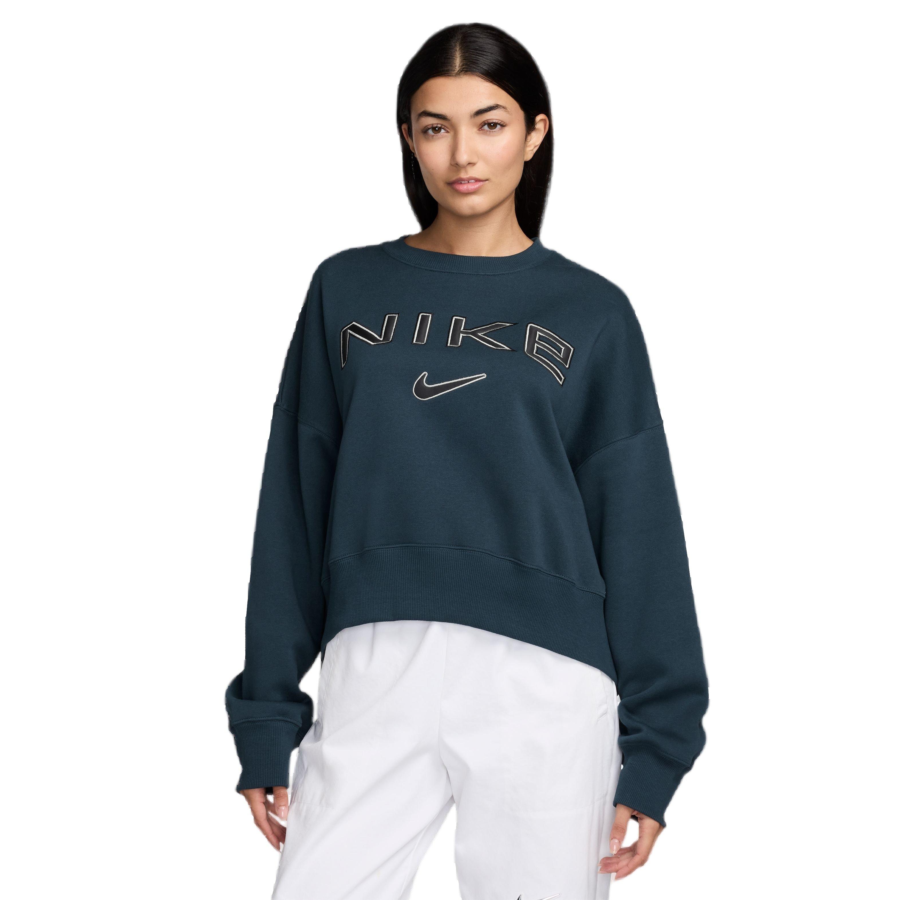 Nike Women's Sportswear Phoenix Fleece Over-Oversized Logo Crewneck - NAVY