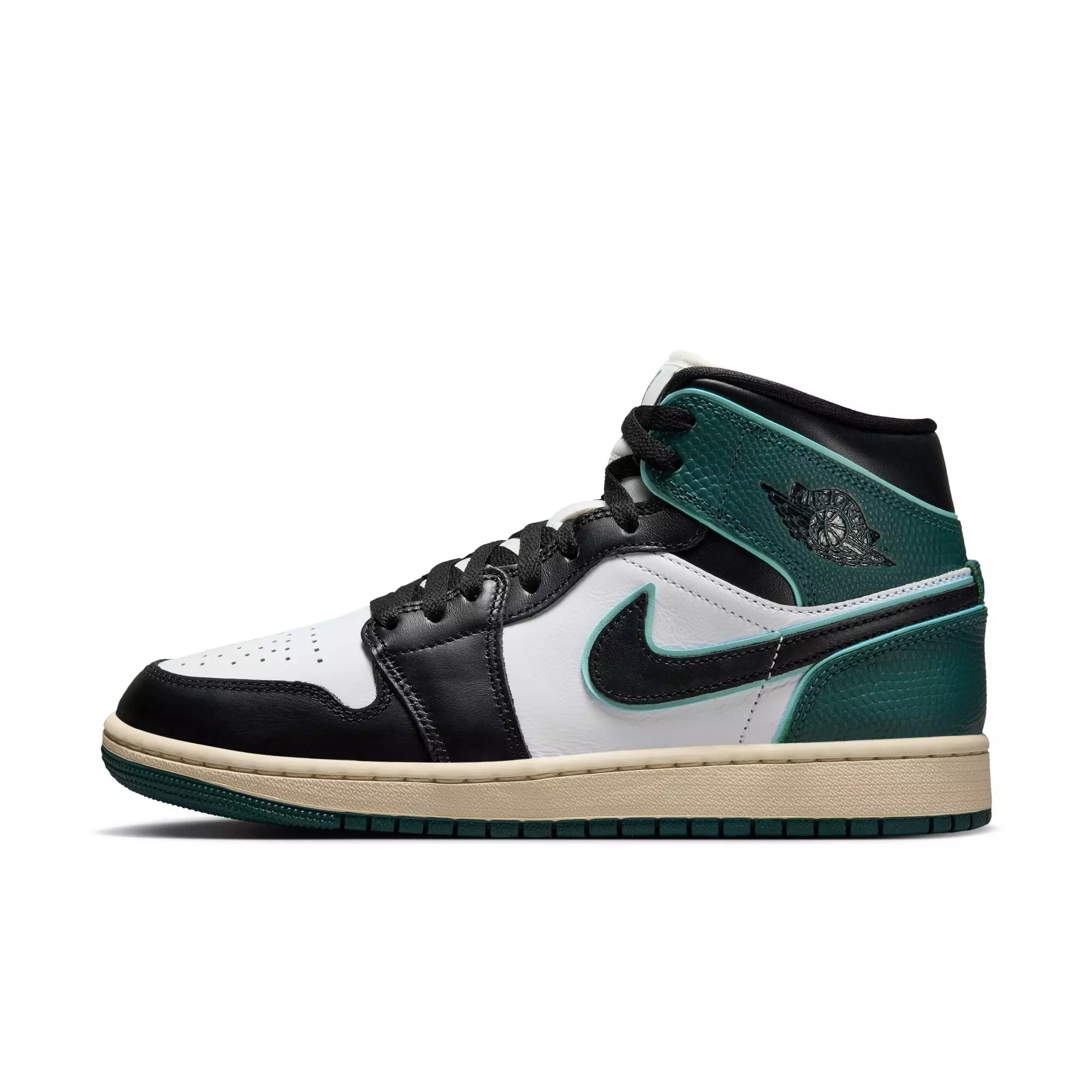 Jordan 1 Mid "White/Black/Light Dew/Oxidized Green" Women's Shoe - GREEN