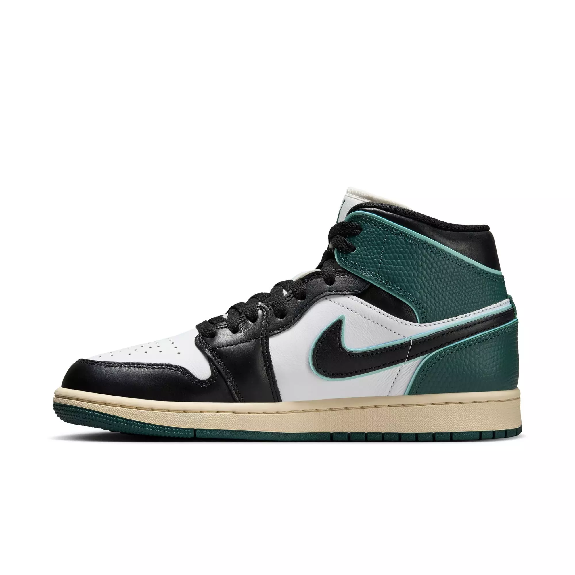 Jordan 1 Mid "White/Black/Light Dew/Oxidized Green" Women's Shoe - GREEN