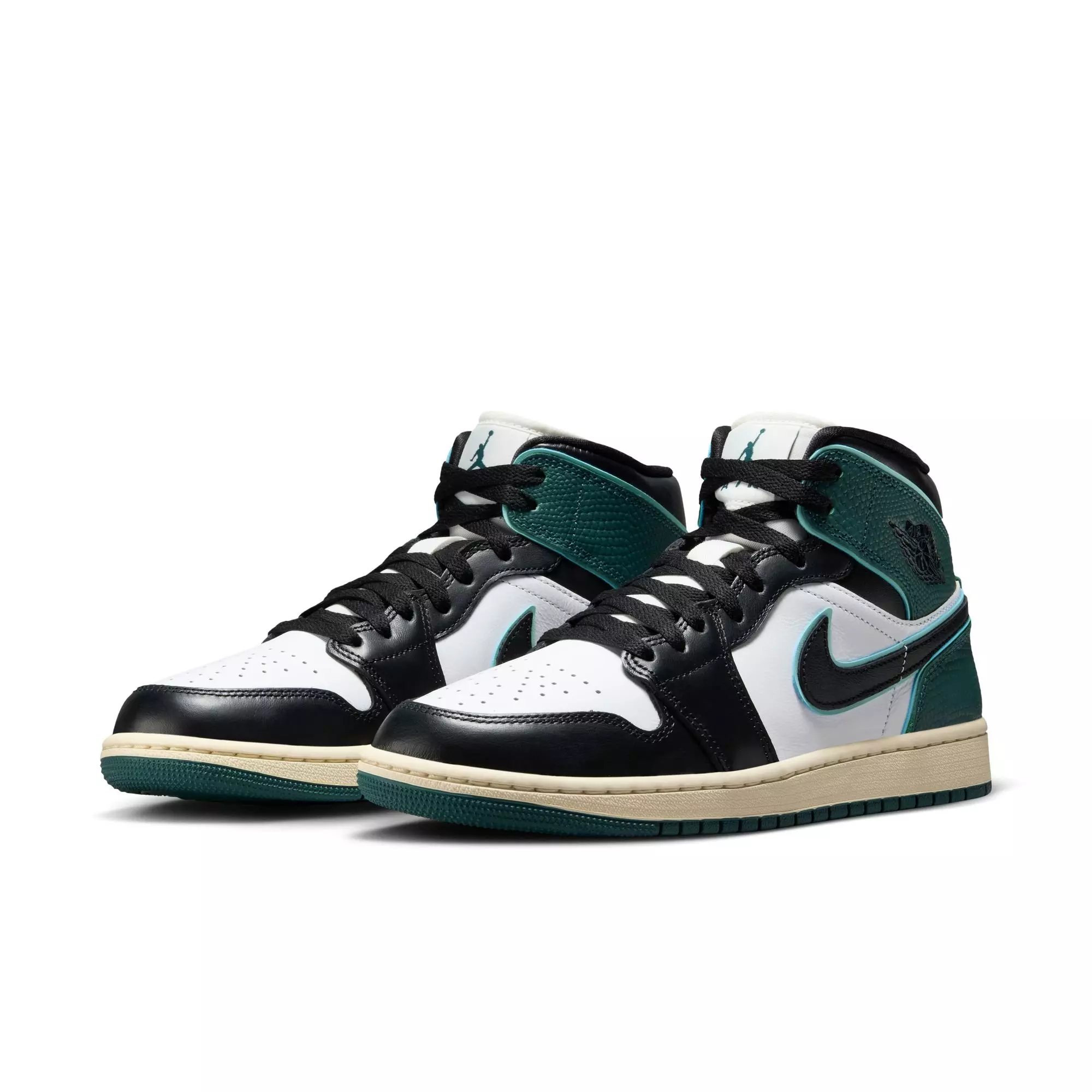 Jordan 1 Mid "White/Black/Light Dew/Oxidized Green" Women's Shoe - GREEN