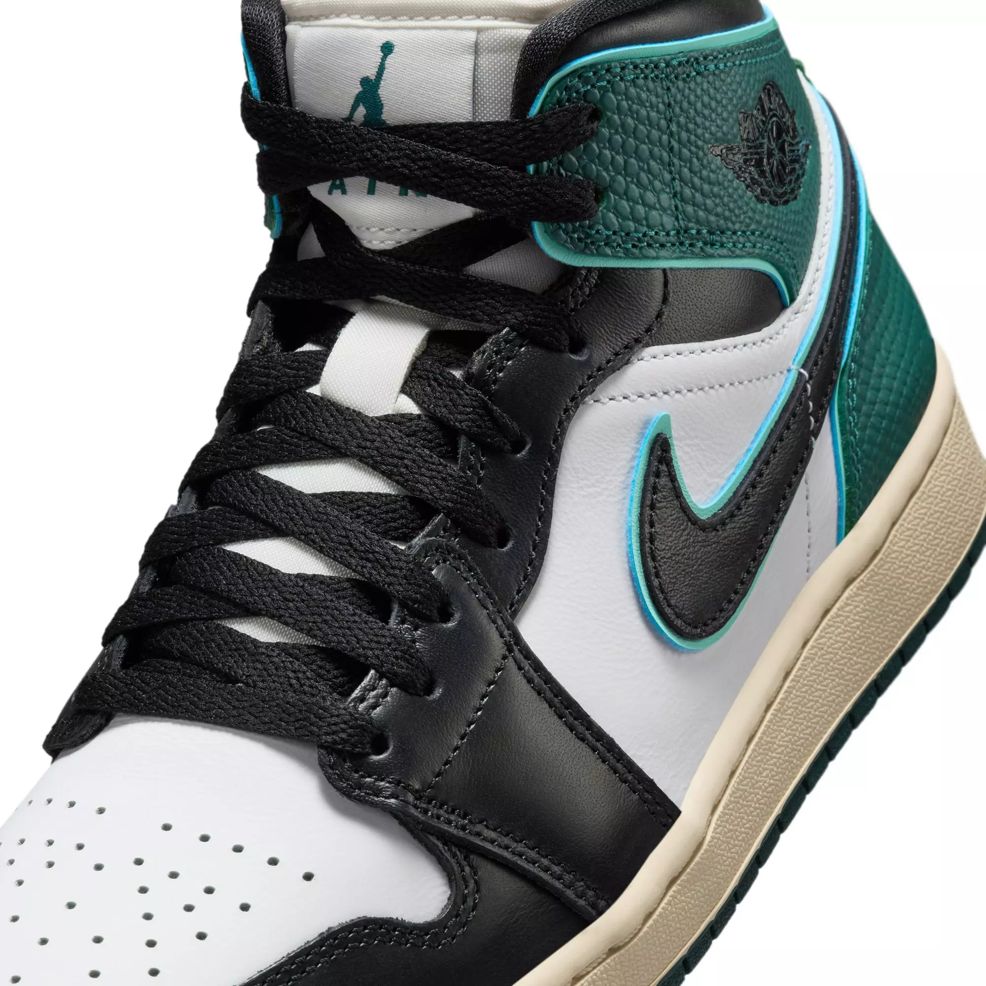 Jordan 1 Mid "White/Black/Light Dew/Oxidized Green" Women's Shoe - GREEN