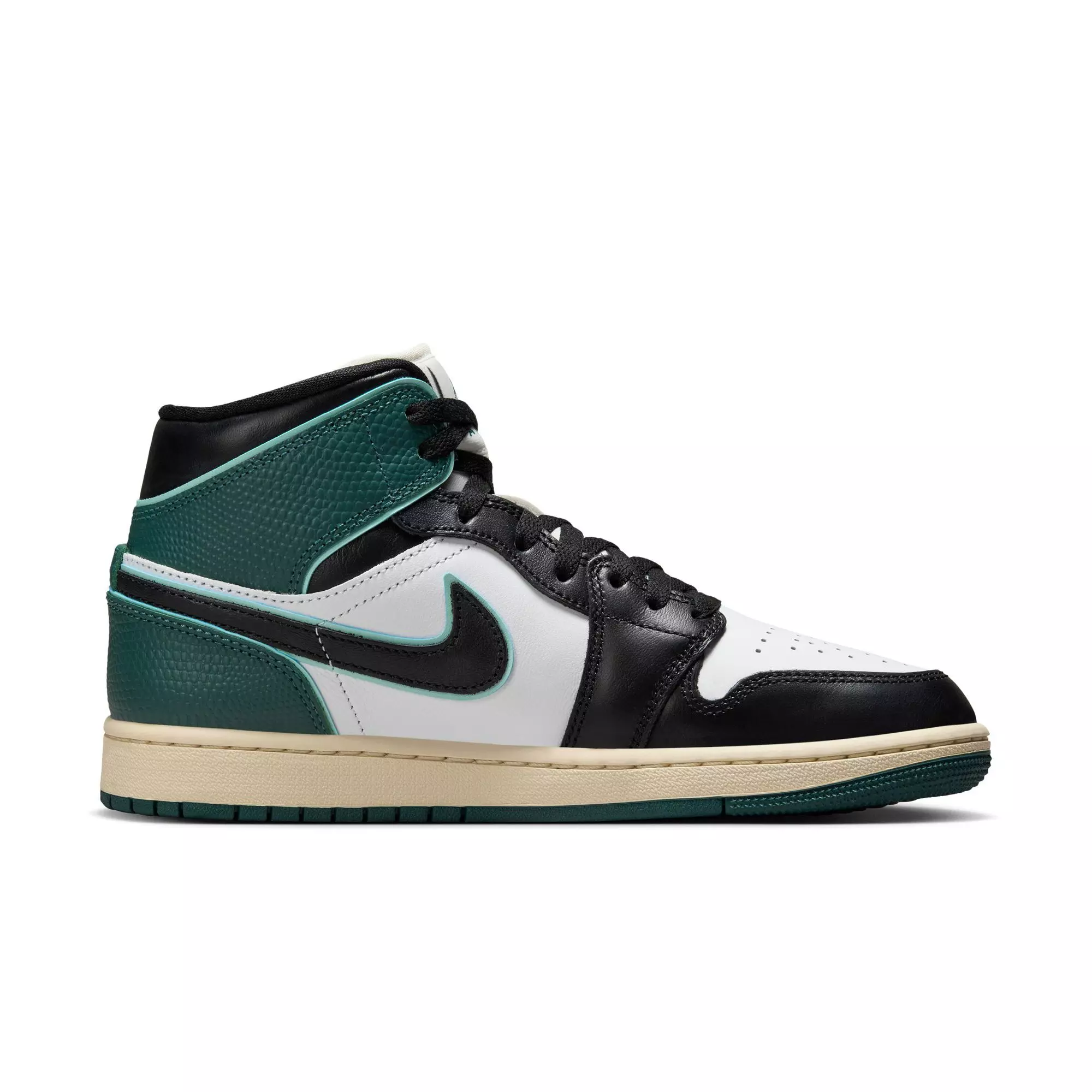 Jordan 1 Mid "White/Black/Light Dew/Oxidized Green" Women's Shoe - GREEN