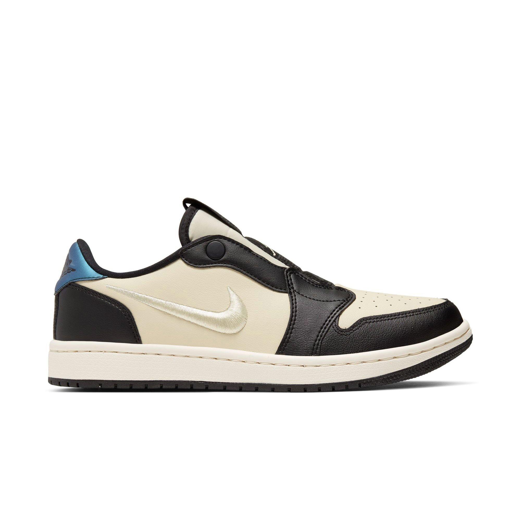 Jordan 1 Retro Low Slip "Fossil/Black/Ivory/Anthracite" Women's Shoe - WHITE/BLACK/BLUE